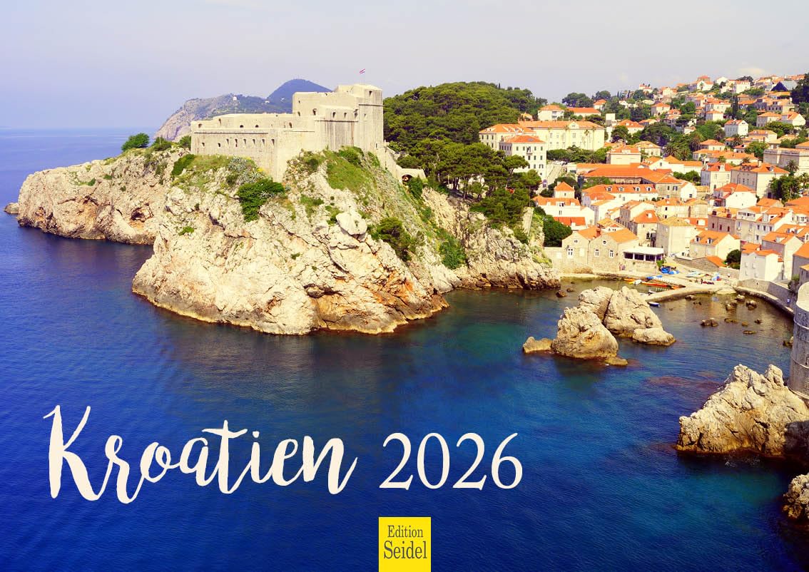 Edition Seidel Kalendarz premium Chorwacja 2026, format DIN A4, kalendarz ścienny, kalendarz naturalny, Europa, bałkański, półwysep Dubrownik, Split, Adriatyk, morze, Park Narodowy