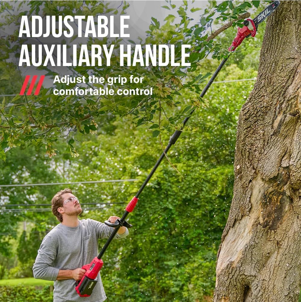 SKIL PWR CORE 40 Brushless 40V 10'' Pole Saw Kit with Over 9ft. Telescoping Shaft & Angled Head, Includes 2.5Ah Battery and Auto PWR Jump Charger - PS4561C-10