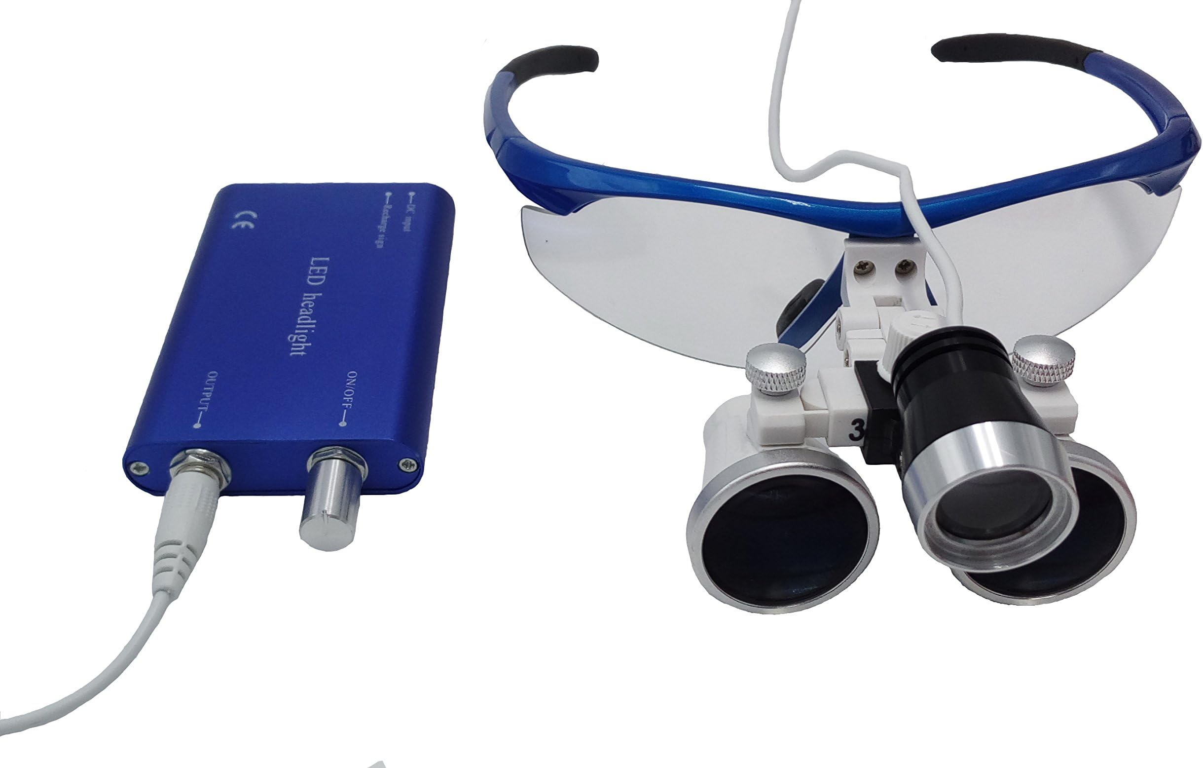 New Brand Dental Surgical Medical Binocular Loupes 3.5X420mm Optical Glass Black + LED head light 5 COLOR(Red,Black,Silver,blue,gold) For Fast Shipping Sold By EDDE DENTAL ((DHL)(Delivery Within 2-7 Days), Blue)