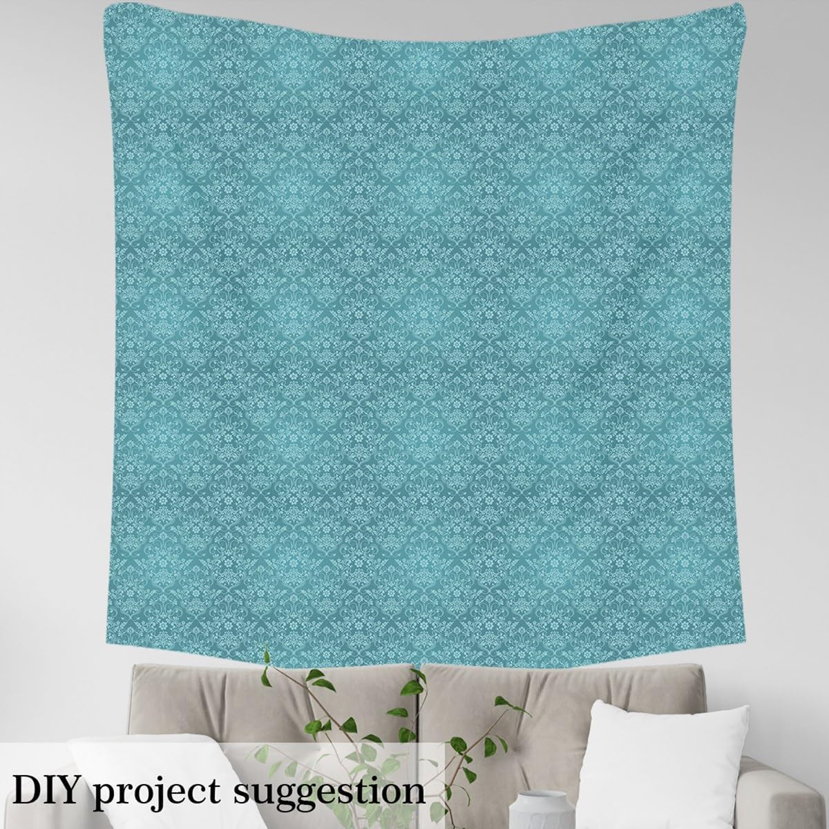 Feelyou Adults Teal Vintage Damask Floral Fabric by The Yard Oriental Antique Decorative Waterproof 10 Yards Gothic Bohemia Boho Flower Upholstery Fabric for Chairs Bohemian Exotic