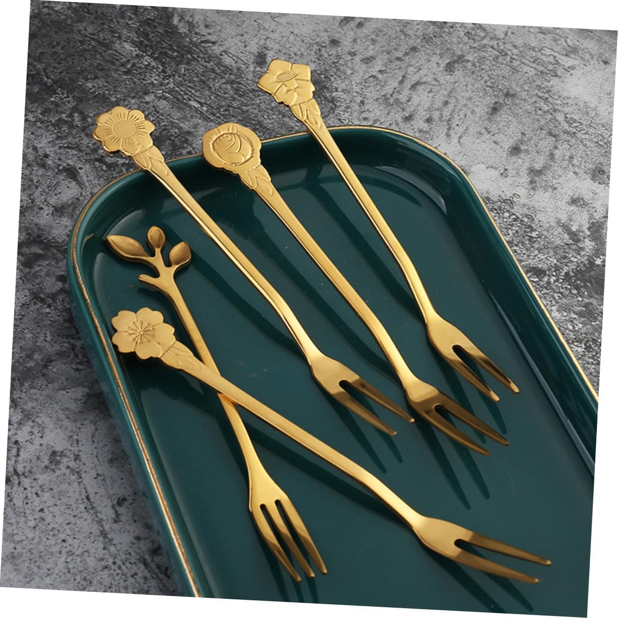 10pcs Fruit Tasting Forks Stainless Steel Dessert Forks Small Two-prong for Home Cake Snacks Appetizer Party Supplies