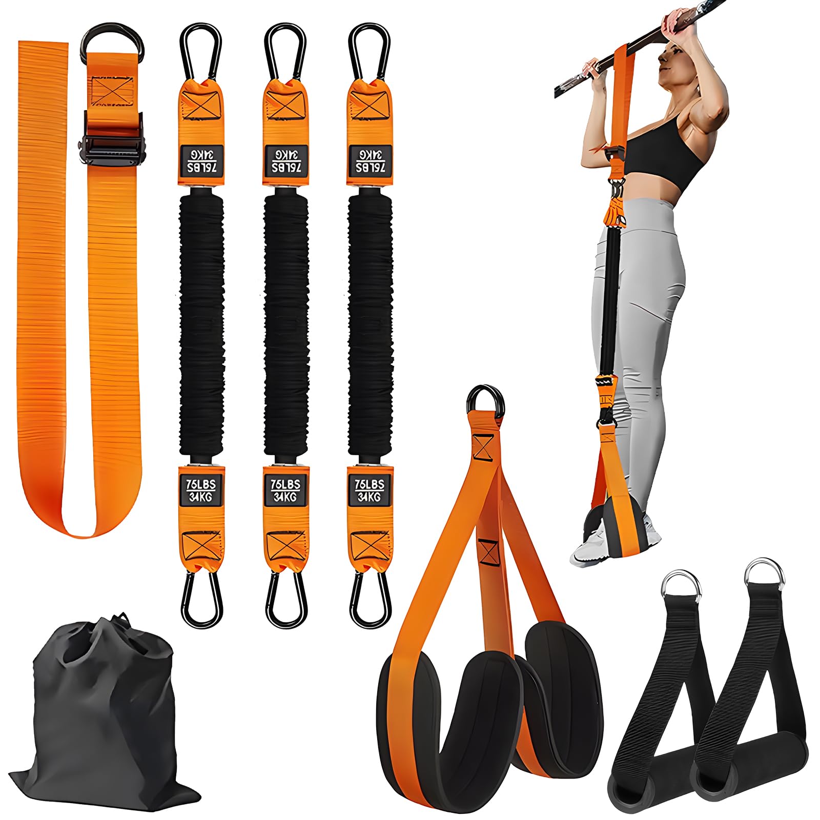 OKSTENCK Pull Up Assistance Bands,Power Band for Assisted Pull-Ups, Adjustable Weight and Size for Upper Body Strength, Muscle Building, Back and Arm Training, with Knee Rest and Cloth Feet.
