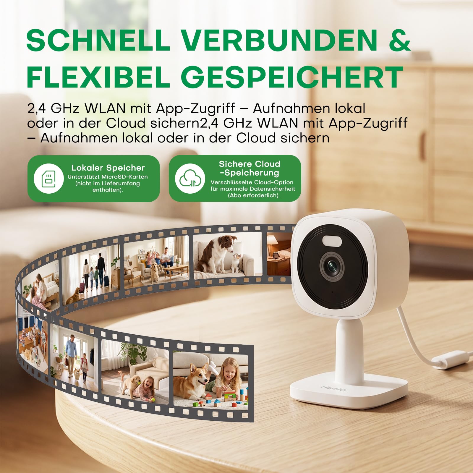 5MP 3K Magnetische Überwachungskamera Innen mit Vollfarb-Nachtsicht | Wlan Kamera Überwachung Innen, Personen-Bewegungserkennung, Zwei-Wege-Audio, IP65 Wasserdicht, Alexa Google Kompatibel