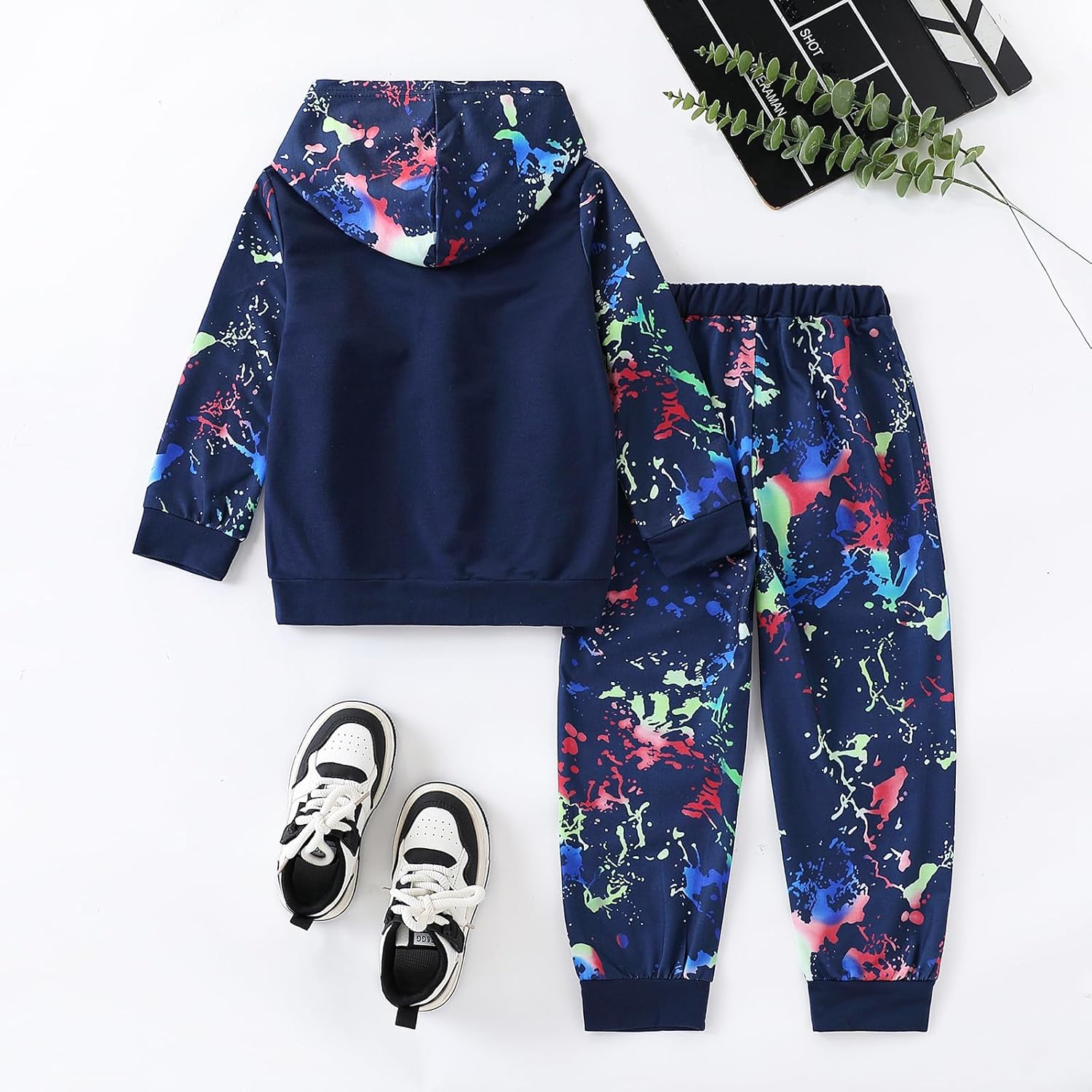 Toddler Boys Colorful Paint - Splatter Hoodie And Jogger Set, Soft Cotton Blend For All - Day Comfort - Image 7