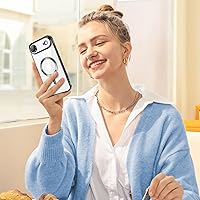 Vista 6 de Hython Funda magnética transparente para iPhone Air con protector de lente de cámara [compatible con MagSafe] con borde chapado de lujo, funda