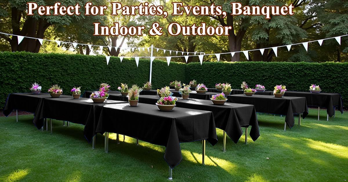 [6 Pack] Black Paper Tablecloth Disposable for Rectangle Tables, 54 X 108 Inch Party Table Cover with Plastic Backing, Waterproof 3 Ply Table Cloth for Halloween Graduation Banquet - Image 7