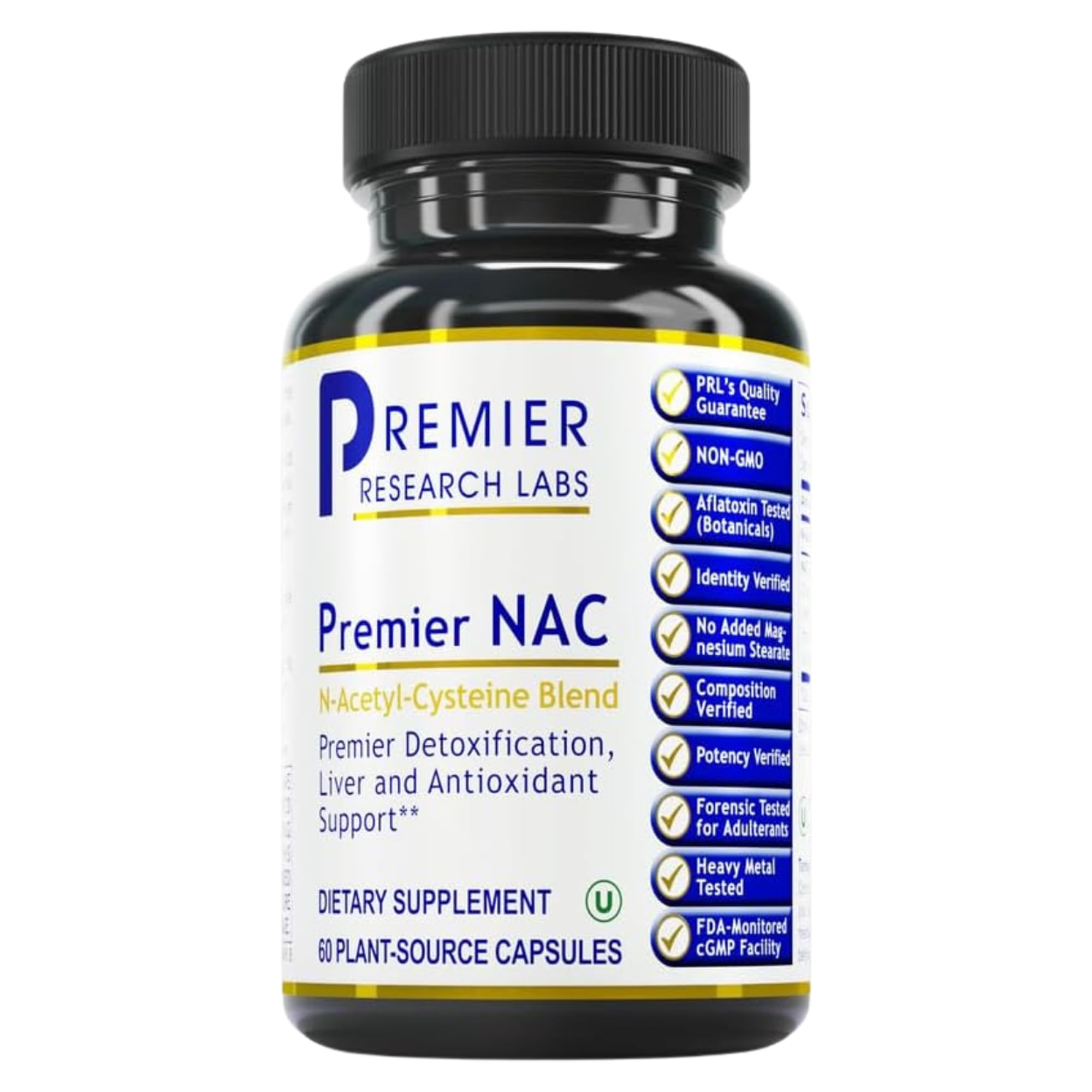 Premier NAC - NAC Supplement N-Acetyl Cysteine, N-Acetyl-L-Cysteine, Liver & Immune Support, 300mg NAC Per Capsule - 60 Vegetarian Capsules