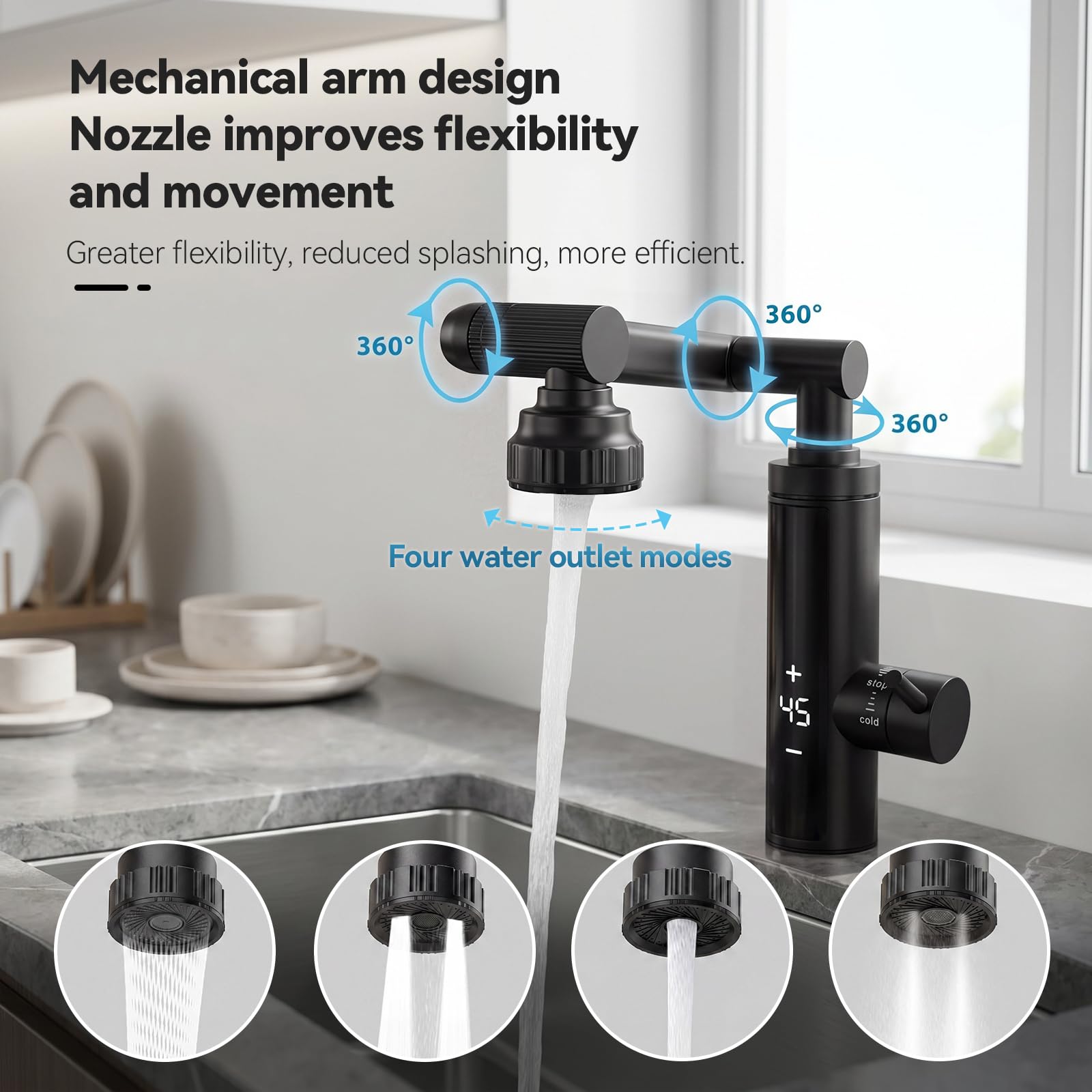 Robinet avec chauffe-eau instantané, robinet d'eau chaude électrique 230 V