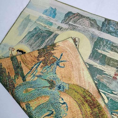 Miniatura 3 de Tela de seda bordada de budismo de seda para montar en dragón, Guangyin, Kwan-yin Thangka, mural para colgar en la pared para decoración del hogar,