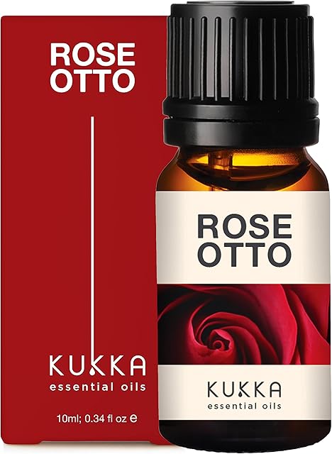 Kukka Rose Essential Oil for Skin Care - Natural Rose Essential Oils for Stress Relief - 100 Therapeutic Grade Rose Oil Essential Oil Aromatherapy Oils for Diffuser - 10 ml