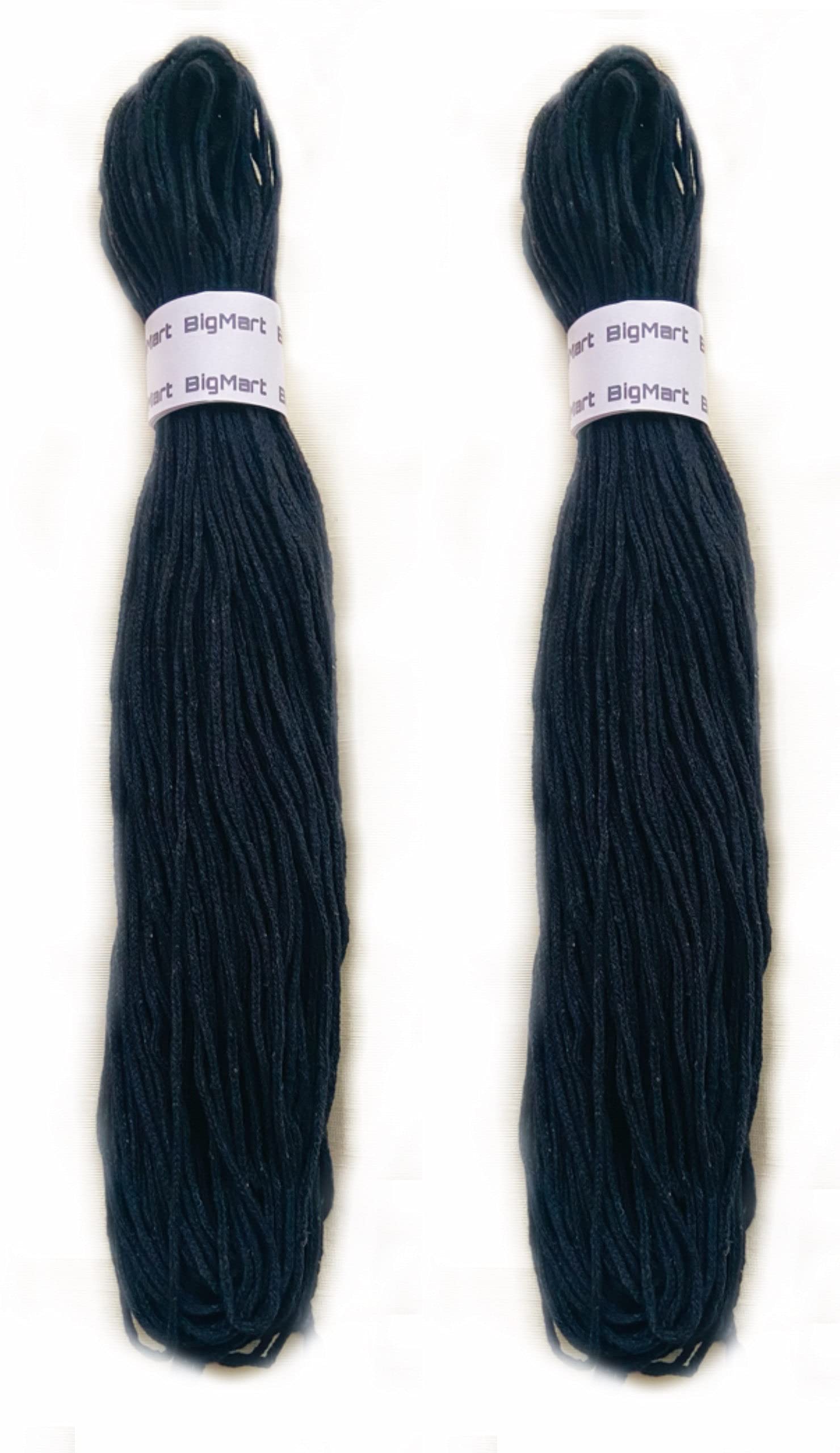 BigMart Combo of 100% Cotton Dark Black Kala Cotton Dhaga 20 Meters And Red Lal Silk Dhaga 20 Meters (Black Pack of 2)