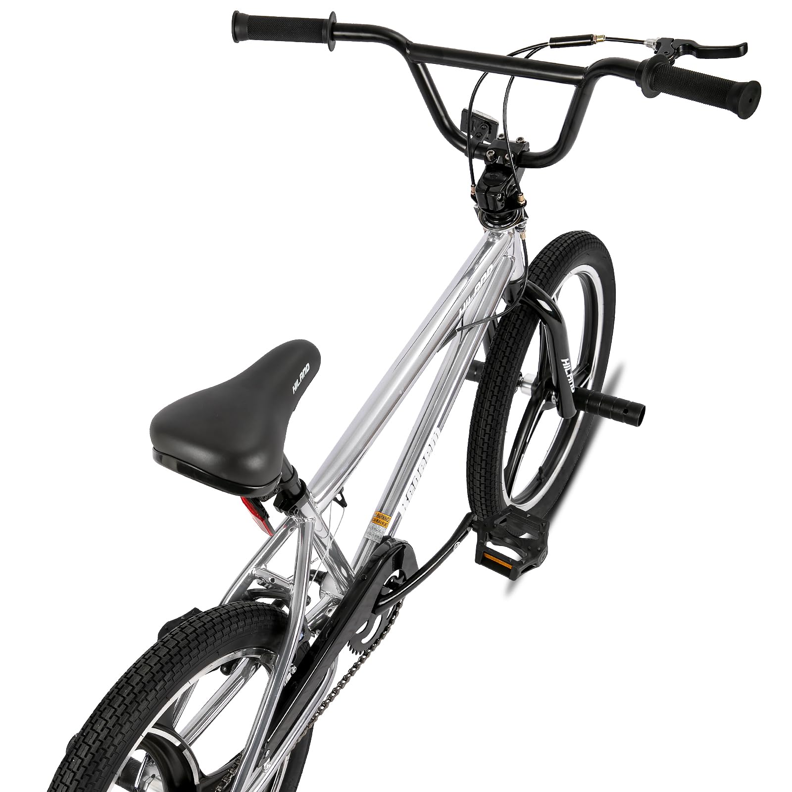 HILAND BMX Bicicletta per bambini da 20 pollici,3 razze, Per bambini e bambine di 7 anni e più，rotore a 361 gradi, freestyle,pedane single speed per bambini,Argenteo