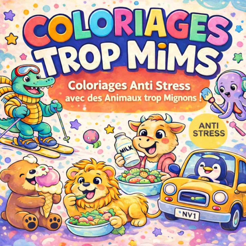 COLORIAGES TROP MIMS: Coloriages Anti Stress avec des Animaux Trop Mignons !