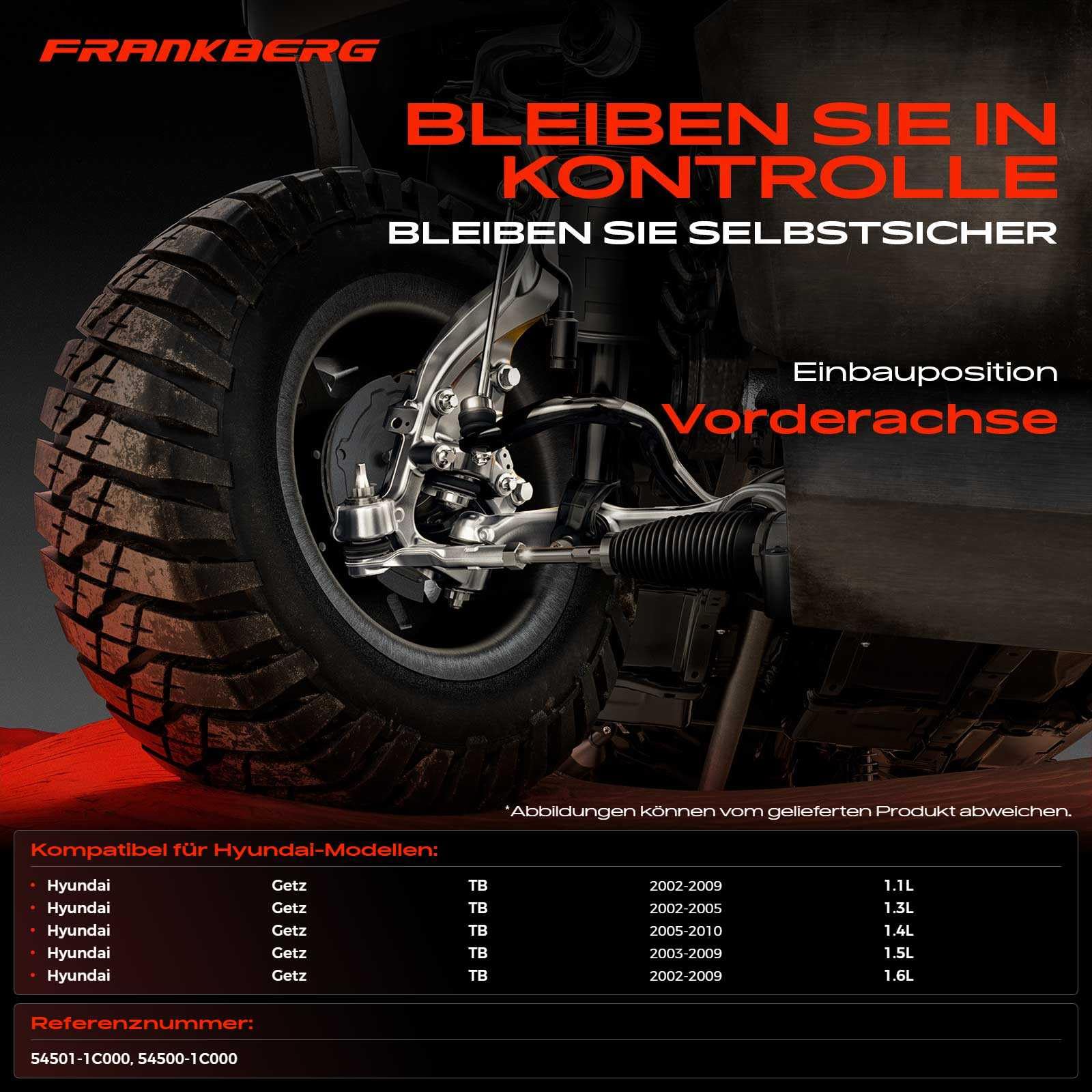 Frankberg 2 x wahacz przedni, lewy, prawy, dolny, kompatybilny z Getz TB 1,1 l / 1,6 l 2002-2010 Replace # 54501-1C000