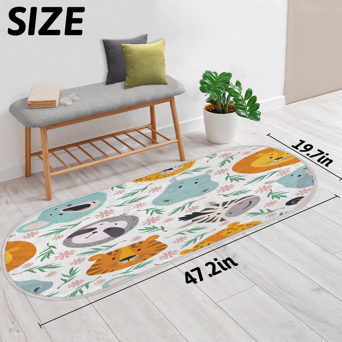 TropicalLife Zwierzęta dywanik mata 50 x 120 cm, zwierzęta tygrys zebra długie włosy zagęszczony obszar dywaniki do pokoju kuchni domu łazienki wewnątrz antypoślizgowa mata podłogowa dywaniki