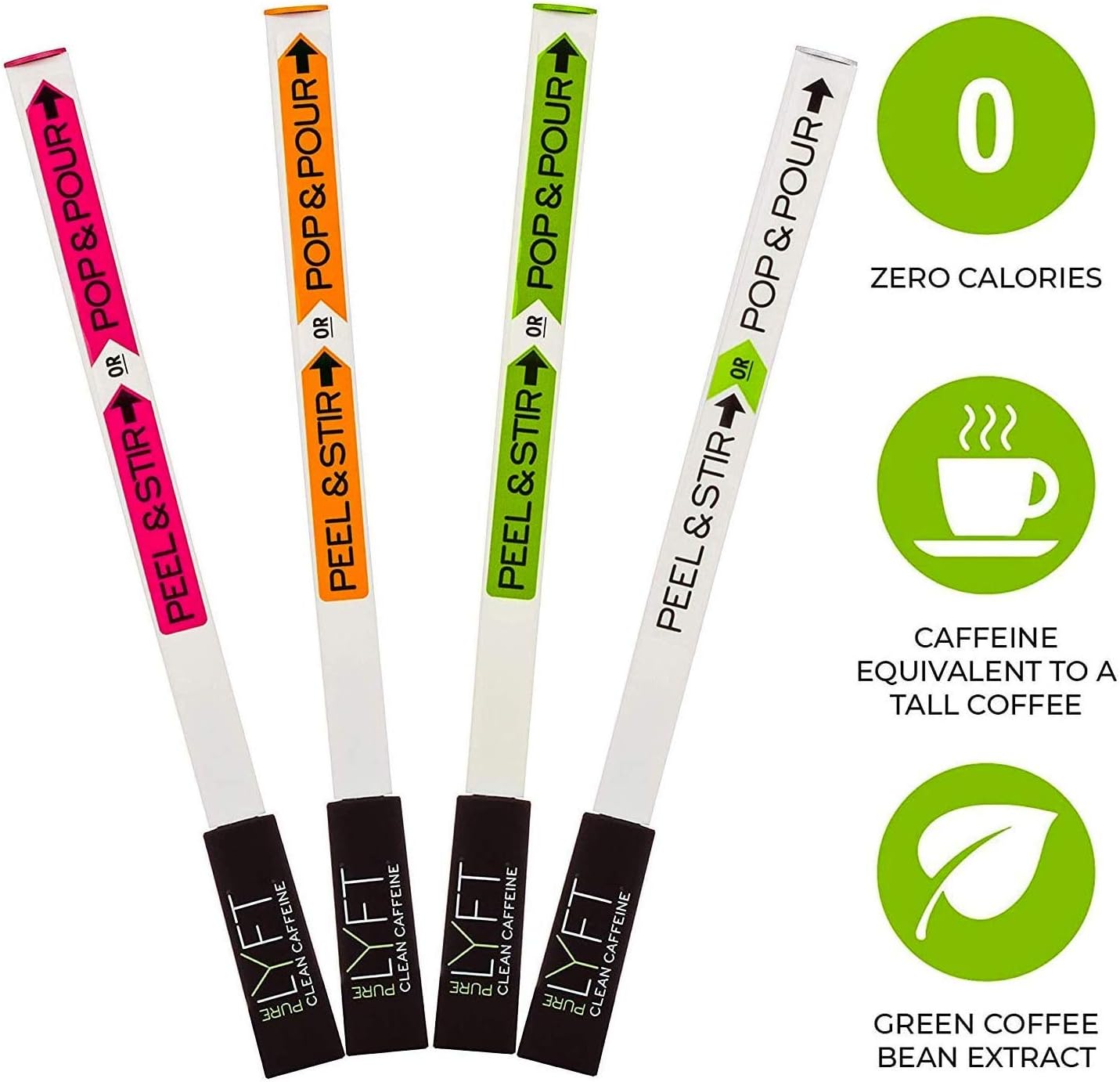 Pure LYFT, Clean Caffeine, All Natural Lemon Lime Vegan Pre Workout Energy Drink Powder (12 Sticks)