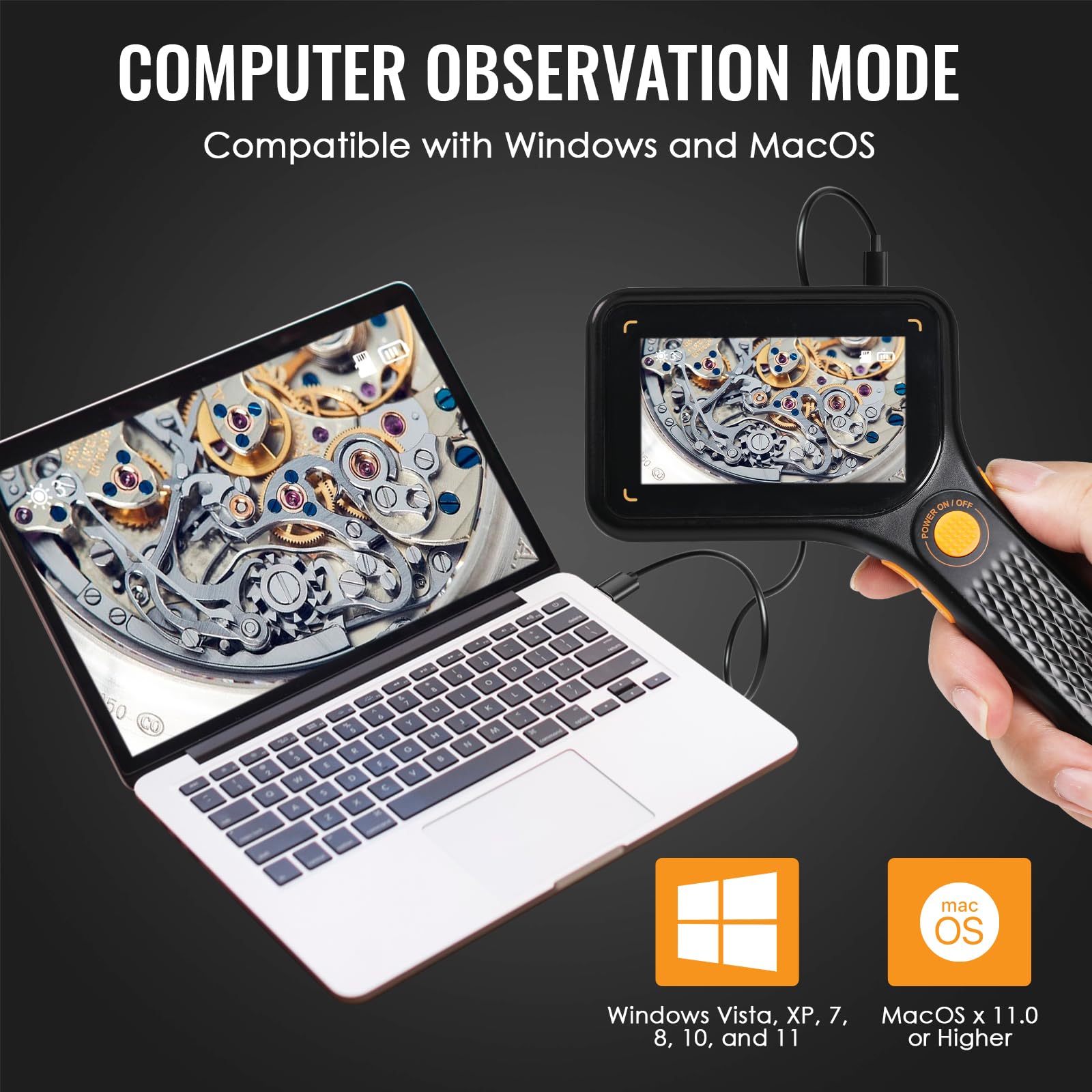 Microscopio digitale portatile 500X con schermo IPS da 3", 8 LED, autofocus, fotocamera 2MP, lente d'ingrandimento ricaricabile, supporto scheda TF, compat. Windows/Mac: ideale per parti, PCB