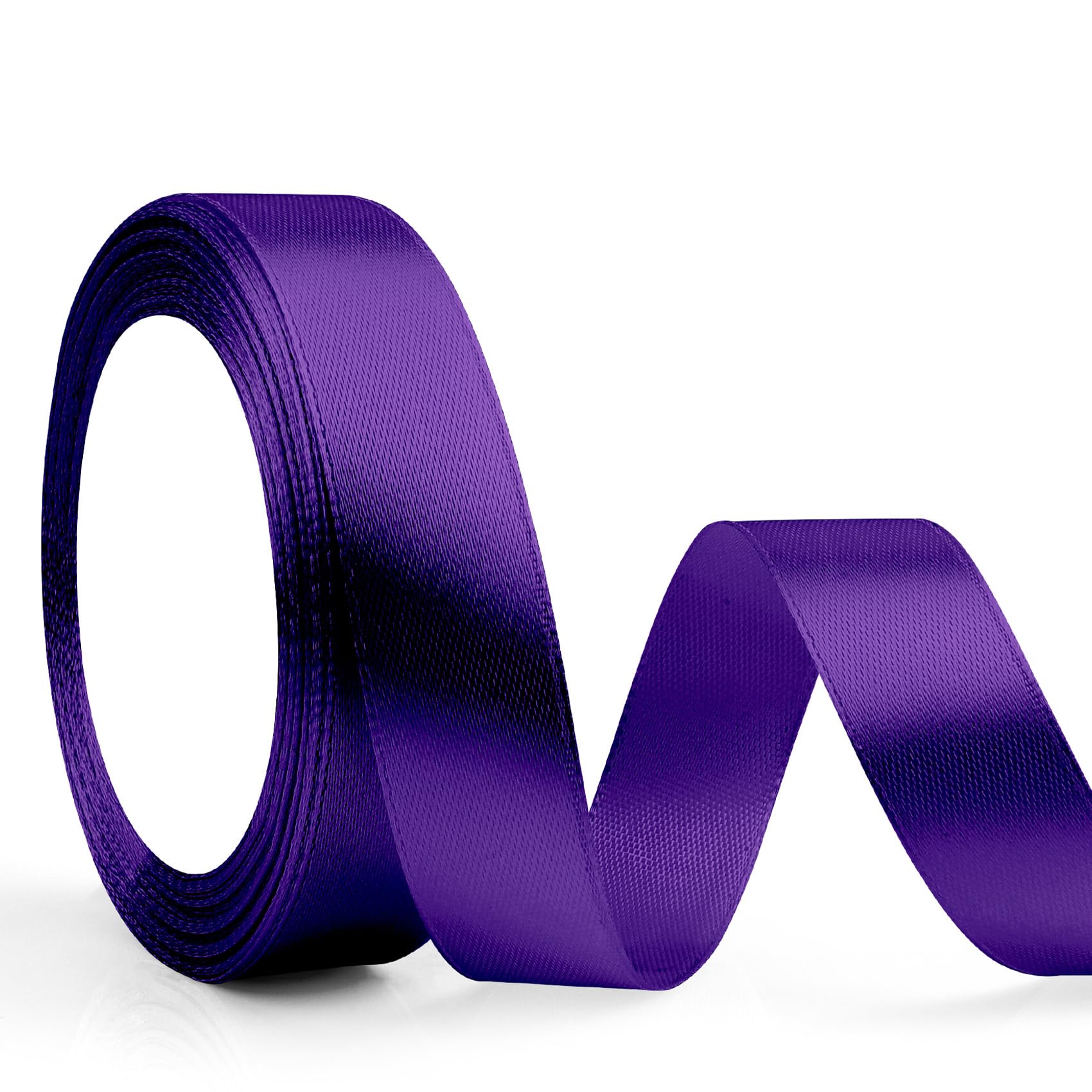 Purple Ribbons for Crafting - 20mm x 23m Dark Purple Satin Ribbons for Gift Wrapping Flower Arranging, Hair Decor & Party Decorations