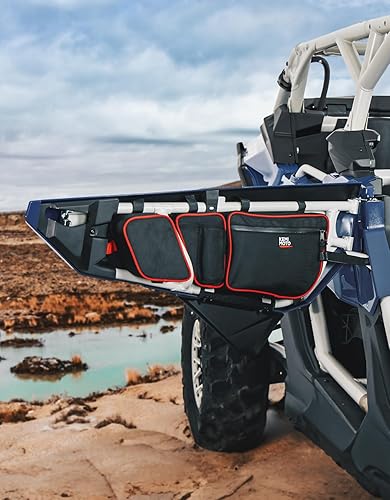 Miniatura 9 de KEMIMOTO Bolsas de puerta X3, compatibles con los modelos Can Am Maverick X3 y MAX 2017-2025, con portavasos y rodilleras extraíbles, bolsas de Rojo