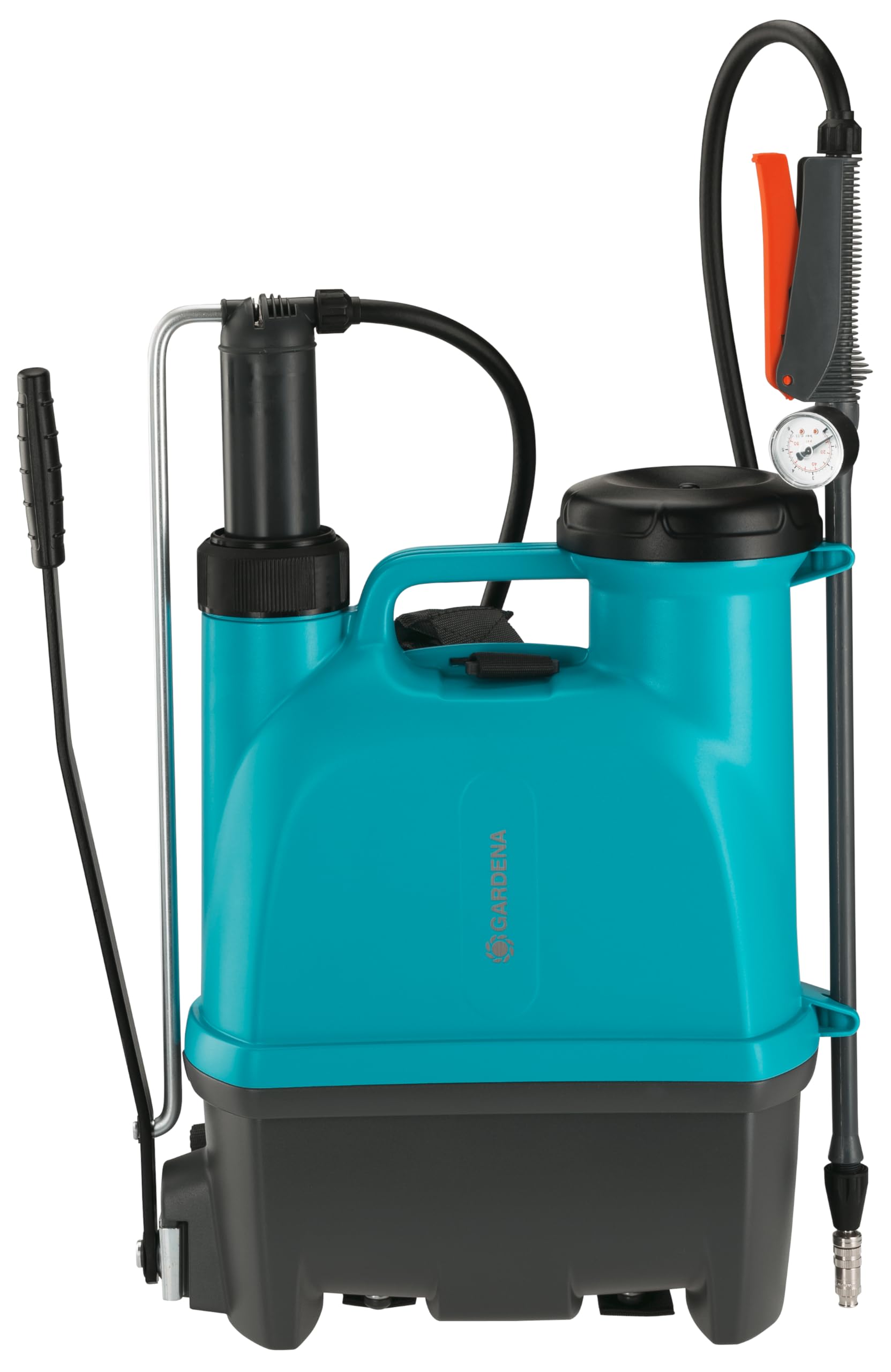 Gardena Irroratore a Spalla 12l Plus: irroratore a Pressione con Lancia telescopica, Grande Apertura, Serbatoio di Forma ergonomica, pregiato ugello in Ottone, Possibile Getto nebulizzato (11142-20)