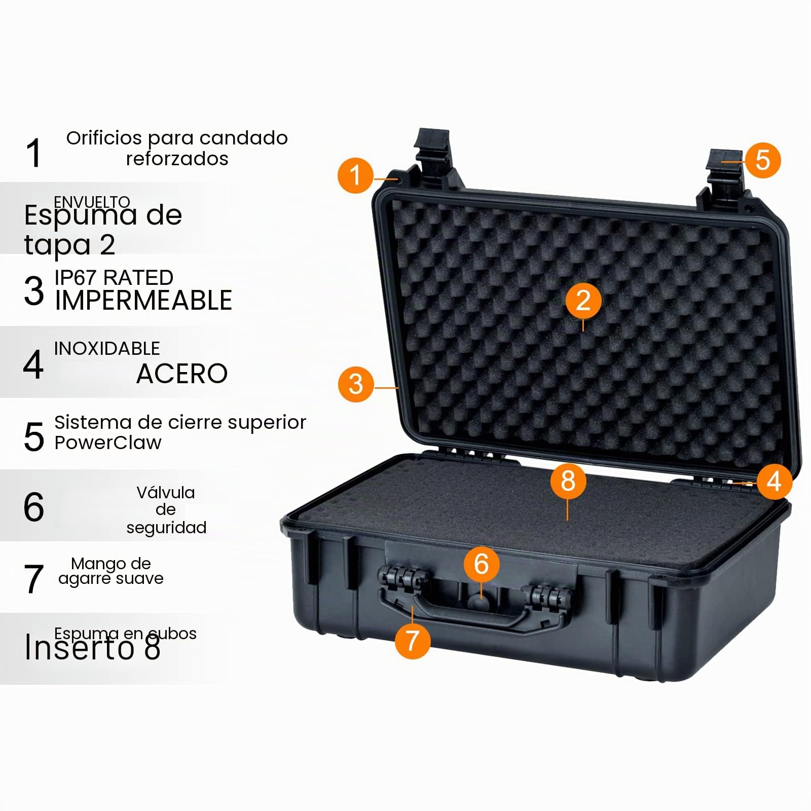 MEIJIA Maletín técnico de Polipropileno para cámaras, Objetivos, Flashes y Drones, IP67 estanco e Impermeable al Polvo,con Espuma incluida,Negro,18.5"x14.06"x6.93"