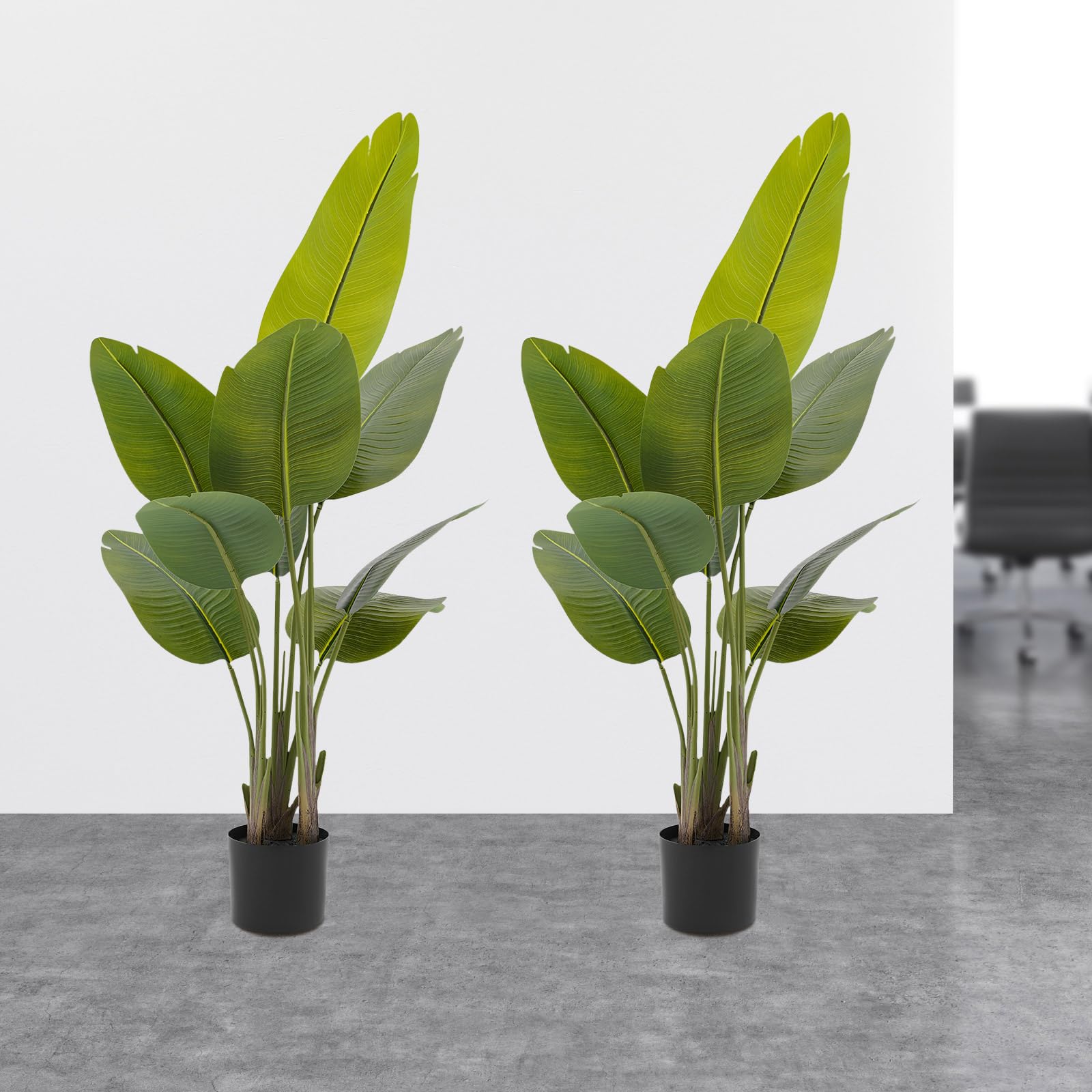 2PCS Artificial Bird of Paradise Plant, Tropical Feaux Palm Tree for Home Office Garden