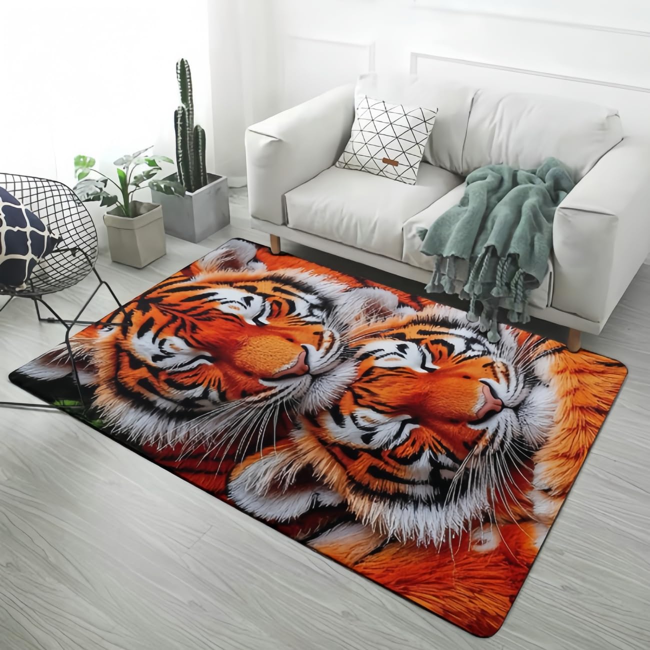 Tapis de sol animaux 3D bleu gris pour sublimer l'ambiance de votre salon
