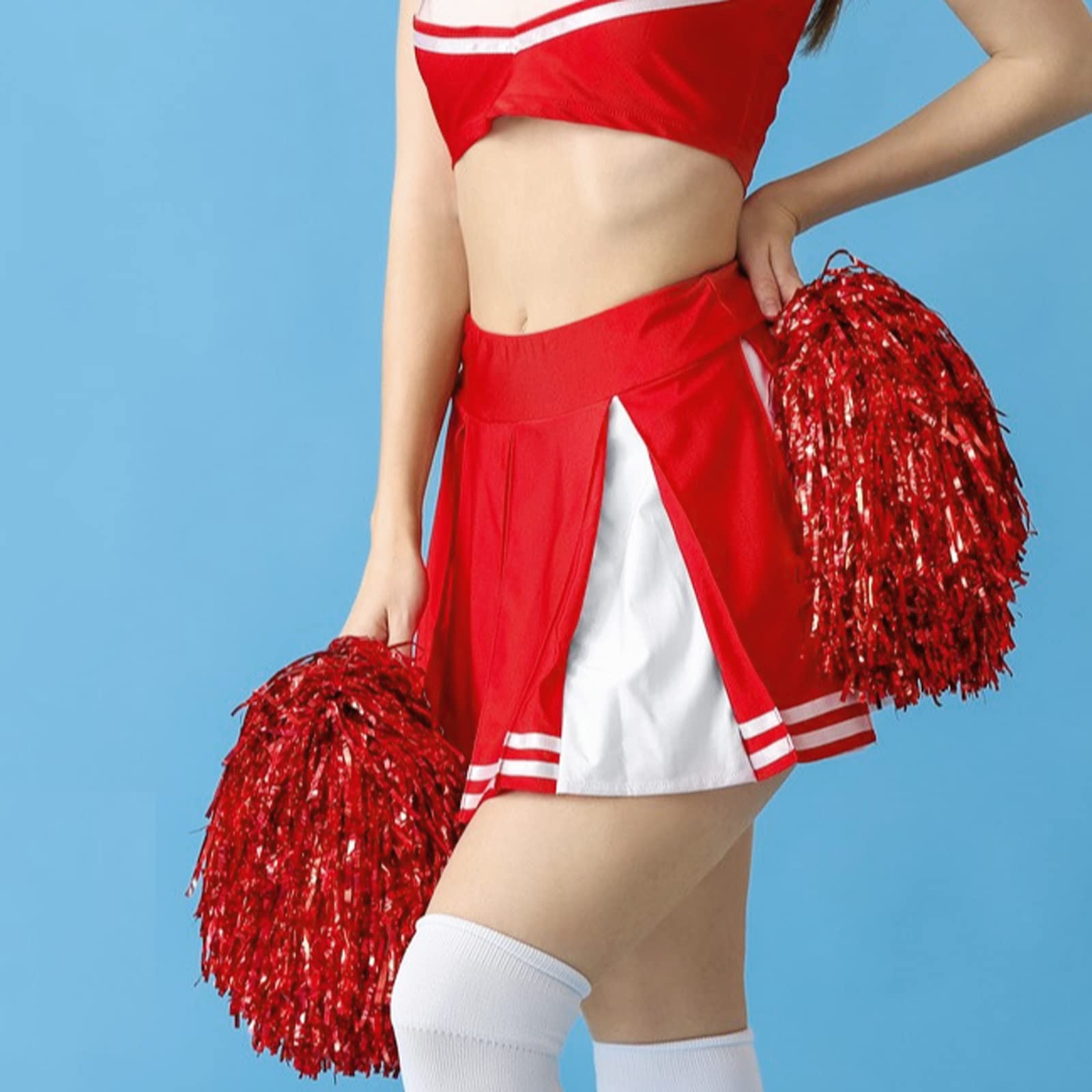 Pompones de Animadora con Anillo de Plástico para Bailar, Fiestas Deportivas - 6 Piezas