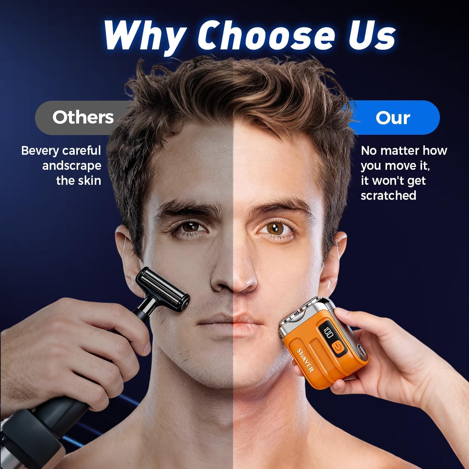 2026 New Portable Mini Electric Shaver for Men, Compact Dual Head Cordless Pocket Razor, USB Rechargeable Travel Shaver for Business Trips, Outdoor & Daily Facial Grooming (Orange)