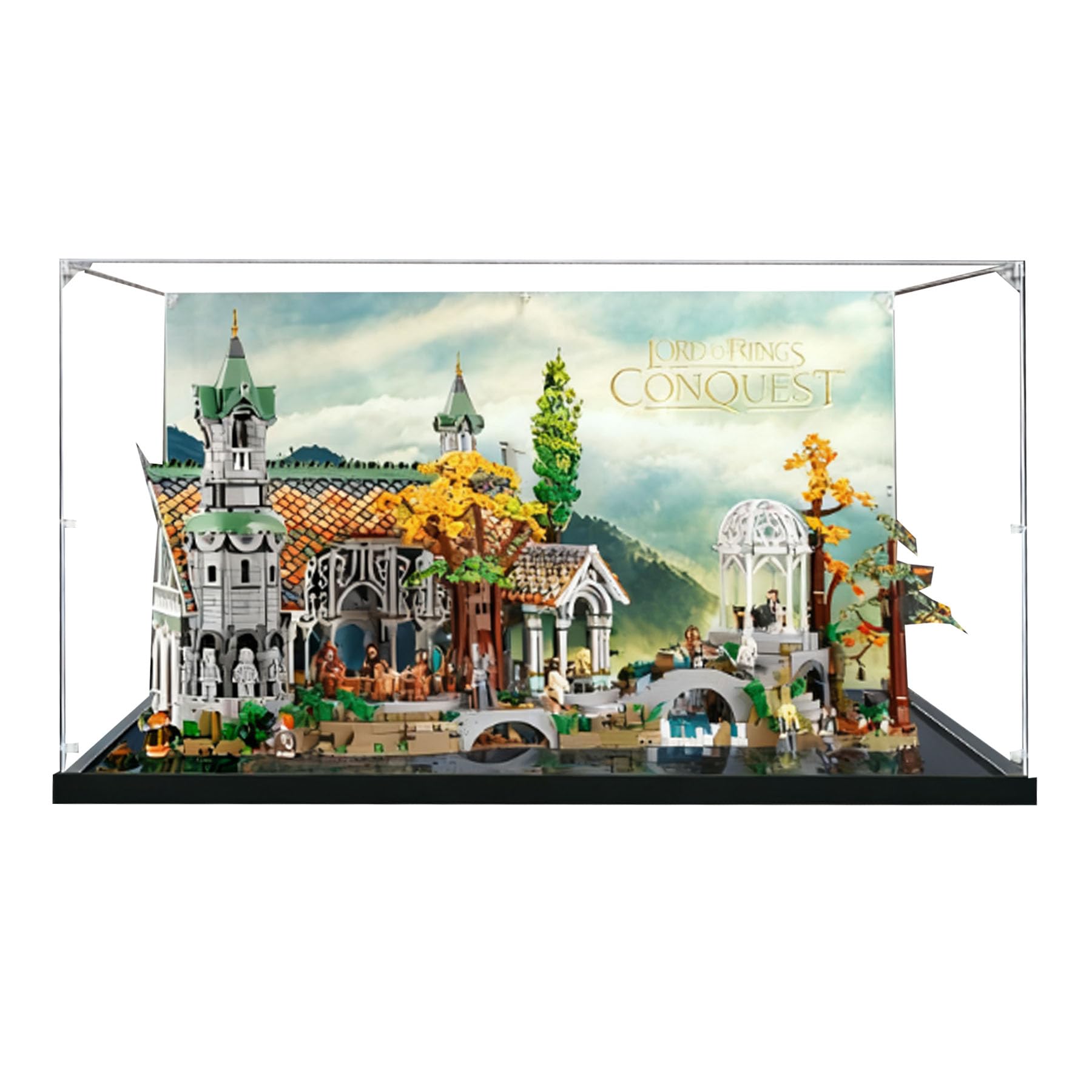 Chifenms Background Acrylic Display Case For Lego 10316 Valley Rivendell Castle, Dustproof Box, Storage Box, Transparent Box, Display Box Compatible With 10316 (Box Only)