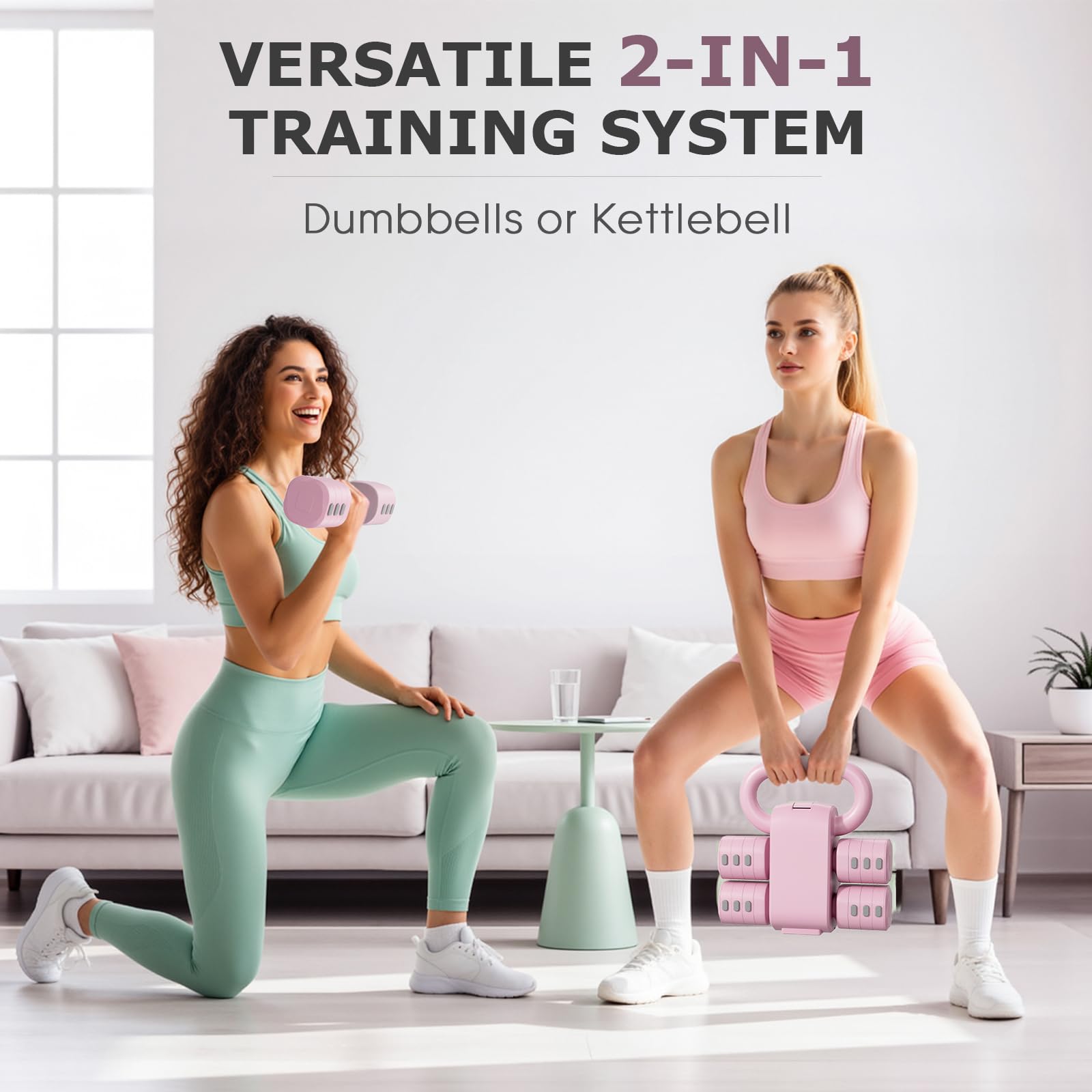 Verstellbare Hanteln Frauen Set, 1-5kg Kurzhanteln 2er Set, 4-in-1 Dumbbell Set für Frauen und Männer, Gewichte Hantel für Home Gym, Krafttraining Zuhause