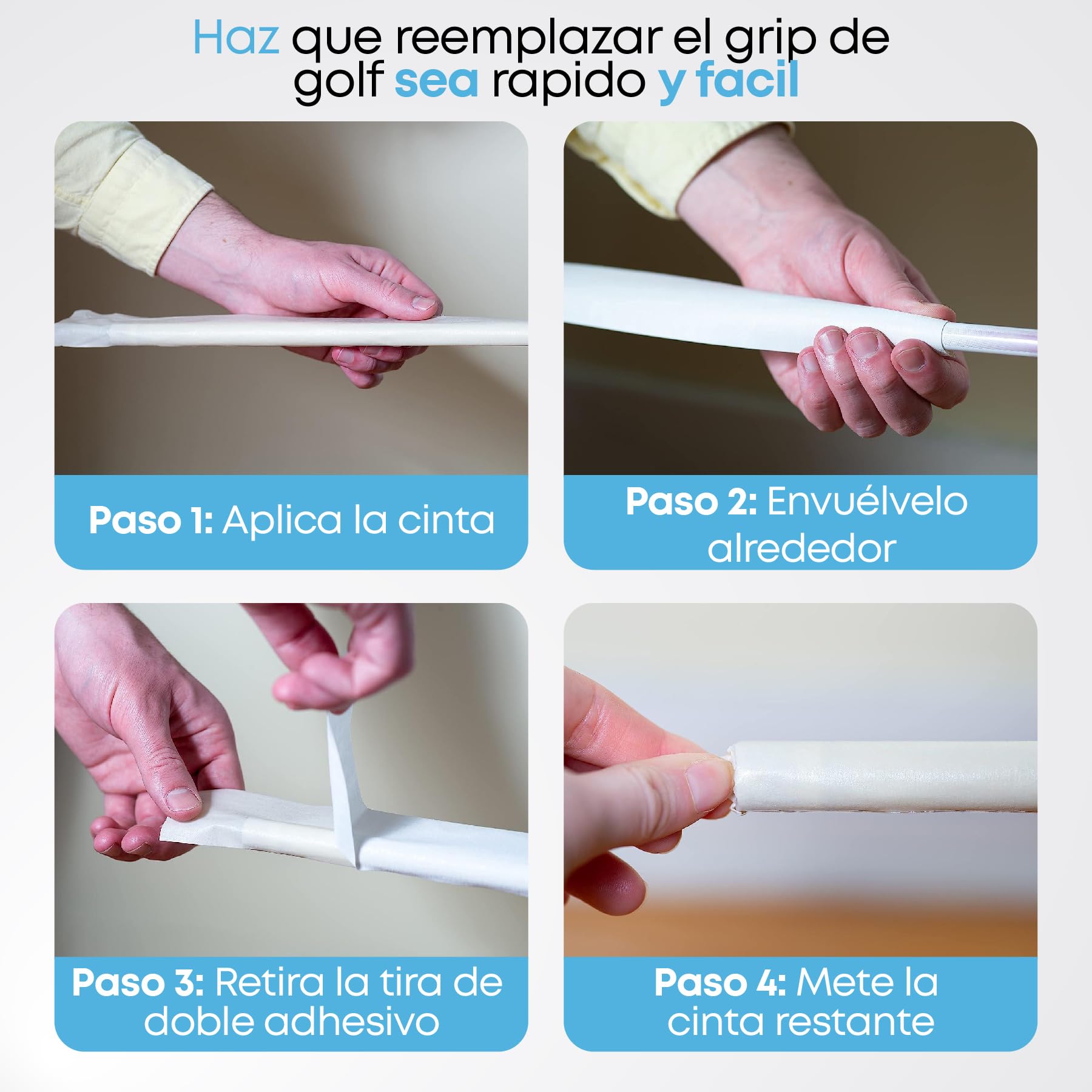 Wedge Guys Rollo de Cinta Agarre de Doble Cara - Cinta Adhesiva Doble Cara Profesional para Palo de Golf - Golf Accesorios de Alta Resistencia - Antideslizante