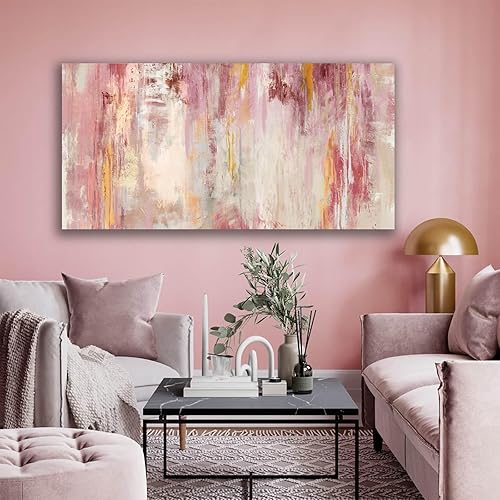 Miniatura 6 de Kureful Lienzo decorativo de pared rosa, pinturas abstractas, decoración de habitación para adolescentes y niñas, decoración artística de pared para