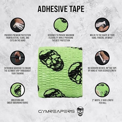 Miniatura 3 de Gymreapers Hook Grip Cinta de Levantamiento de Pesas (Paquete de 3) Cinta Adhesiva Premium para el Pulgar con Calavera para Protección de Dedos,