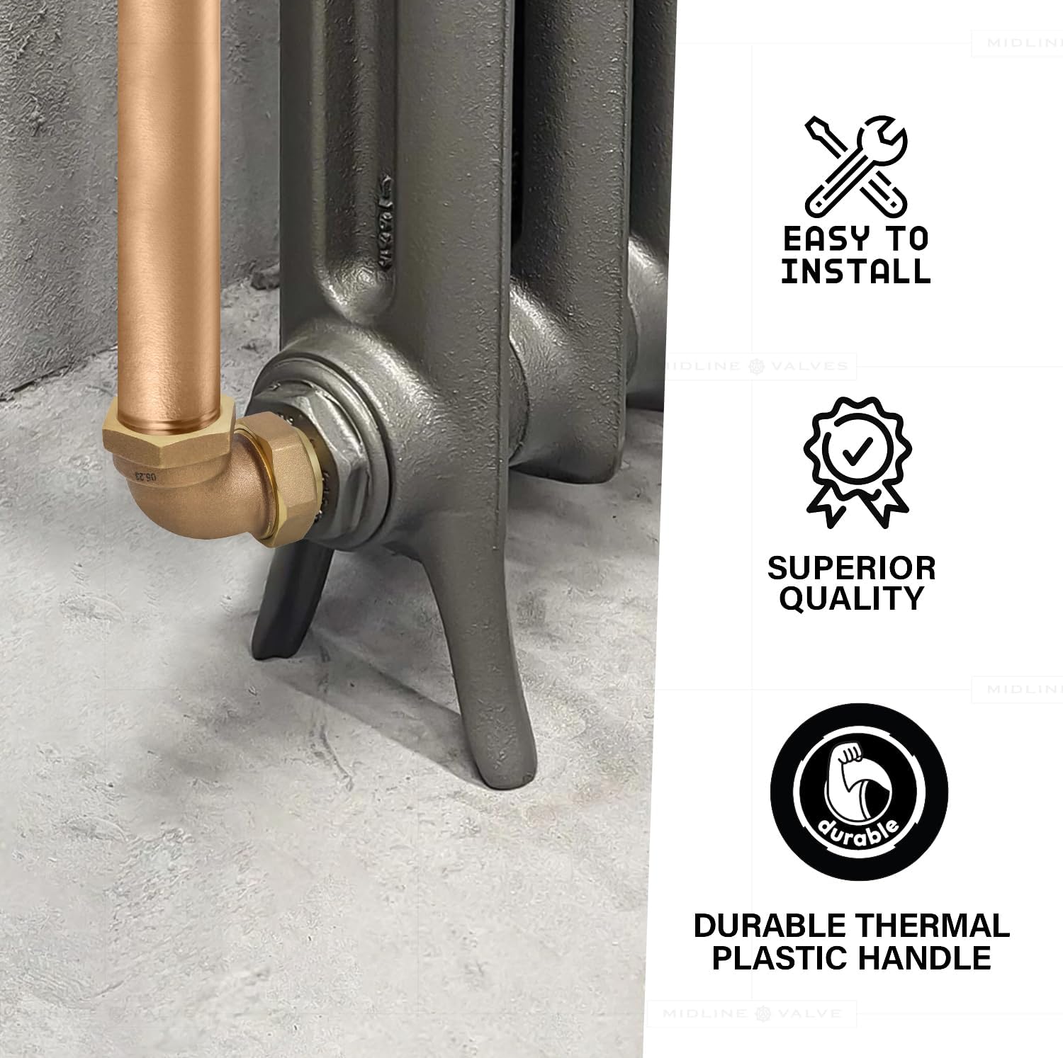 Midline Valve 6I436-5 Elbow Pipe Fitting for Hydronic Heating Applications 1-1/4 in. FIP x Male Union Brass (5 Pack)