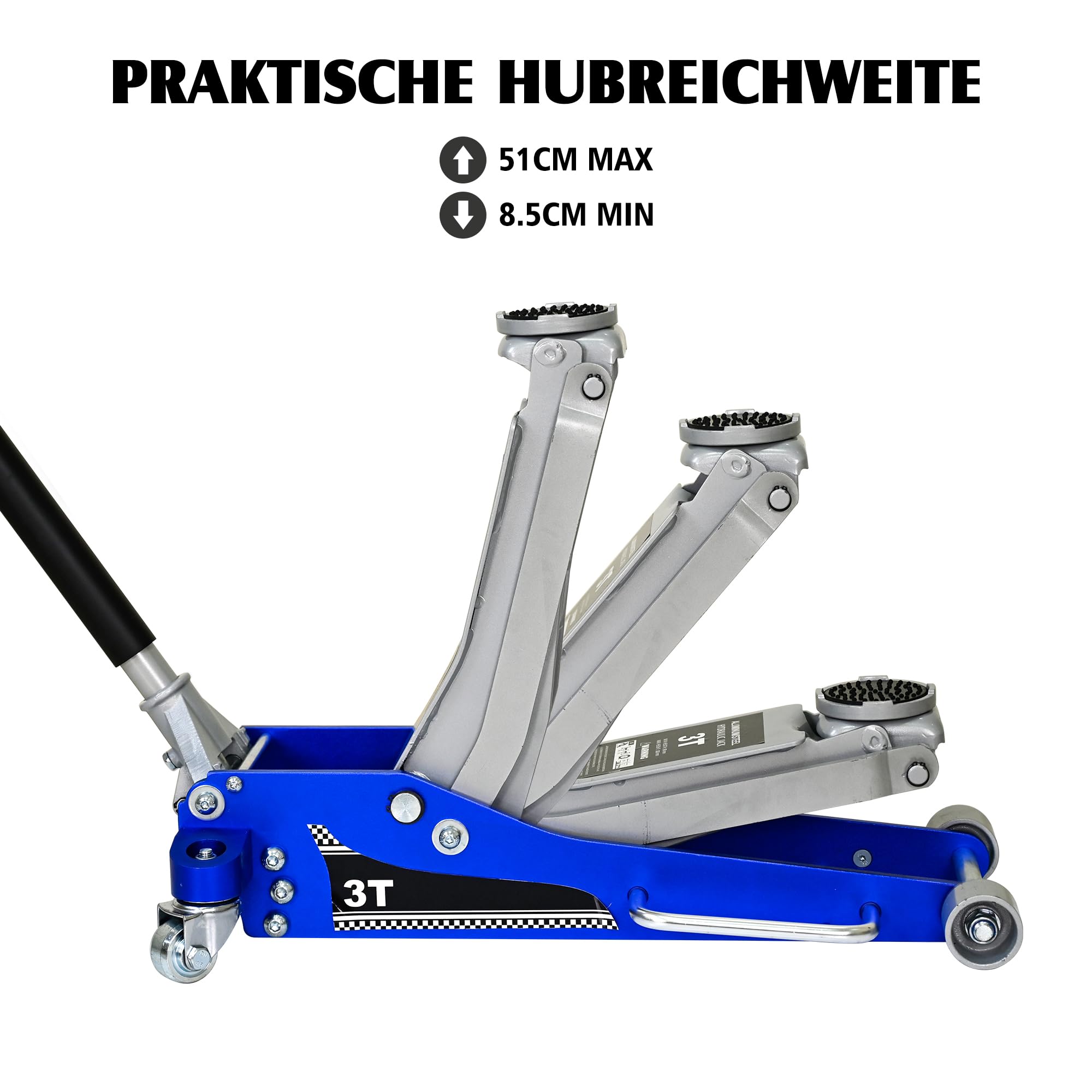Podnośnik samochodowy z aluminium i stali, do SUV-ów, niebieski, 67,00 x 32,00 x 15,20 cm