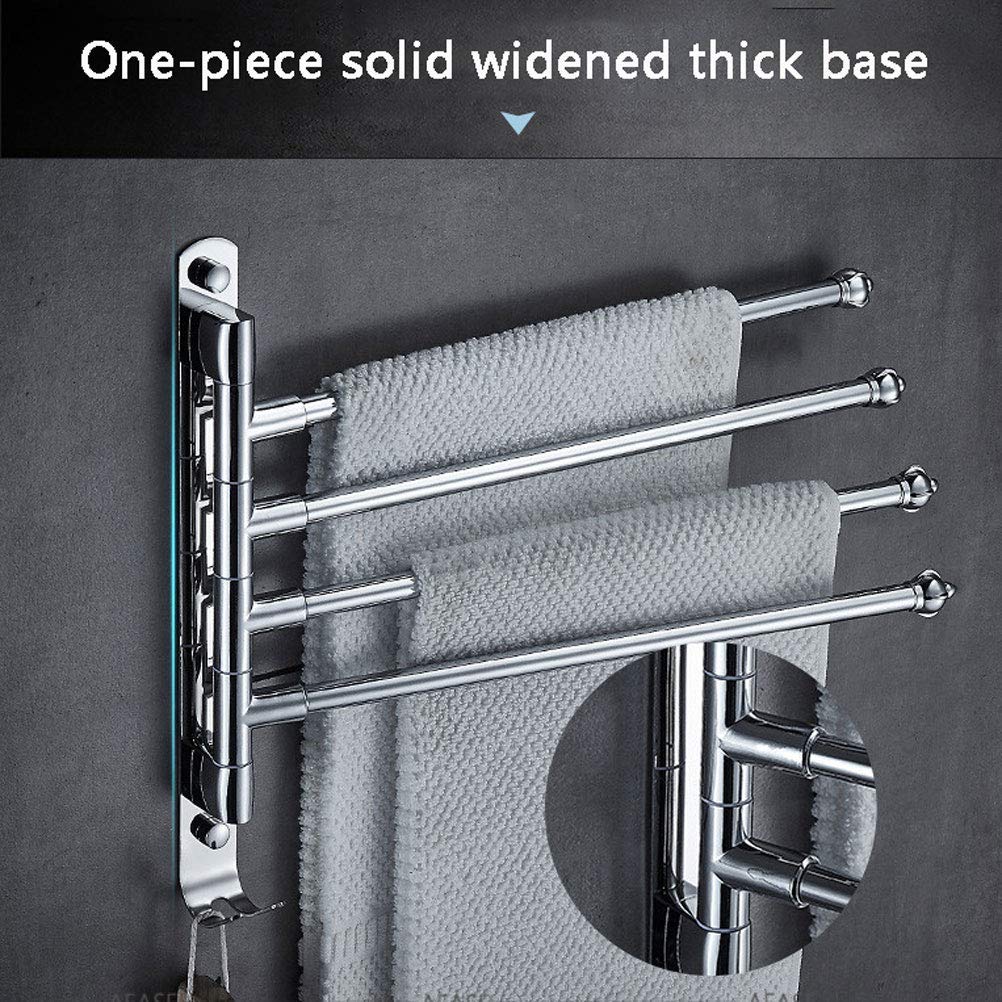 Soporte para toallero montado en la Pared, 180 Giratorio, toallero de Acero Inoxidable 304 para baño, toallero Multicapa con 2 Ganchos, Negro, 4 Capas (Negro, 5 Capas)