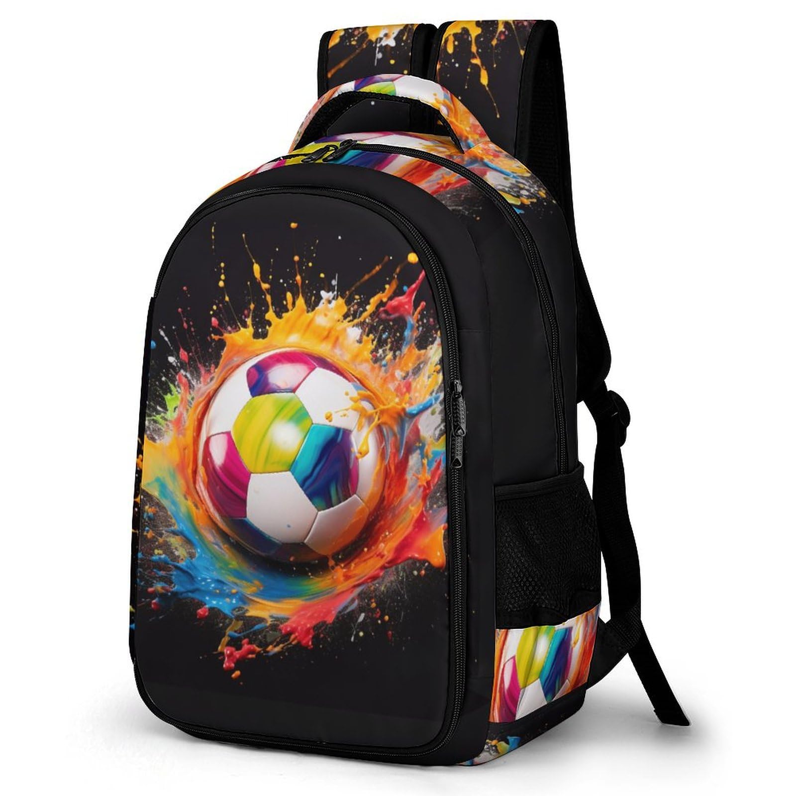 TPISLI Backpack for Girls, Cute Football School Bag Soccer Colourful Paint Kids Backpack for School, Daily Children's Rucksack Bookbag for Kindergarten with Bottle Pockets