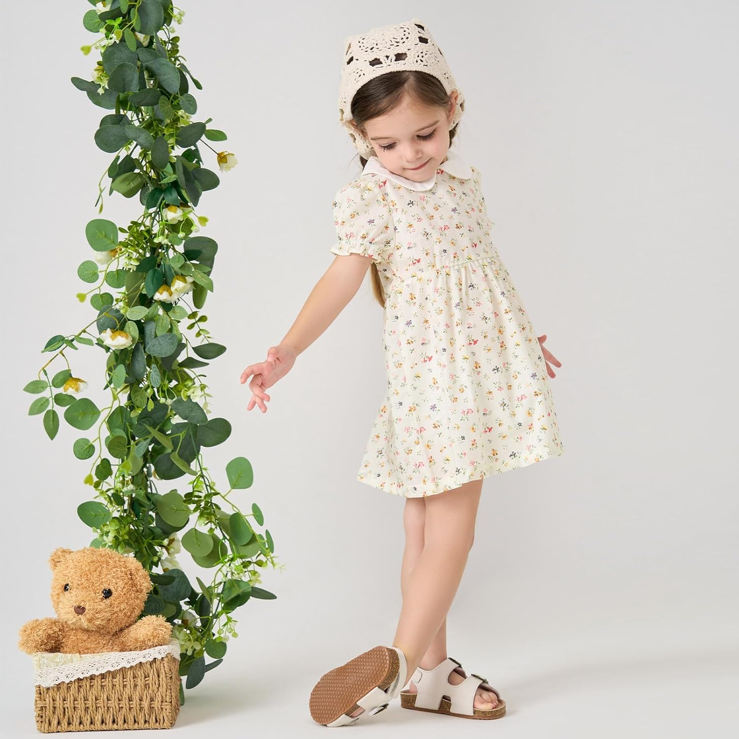 pureborn Baby Toddler Girl Woven Dress Short Sleeve Cotton Playwear Dresses 0-5T - Image 3