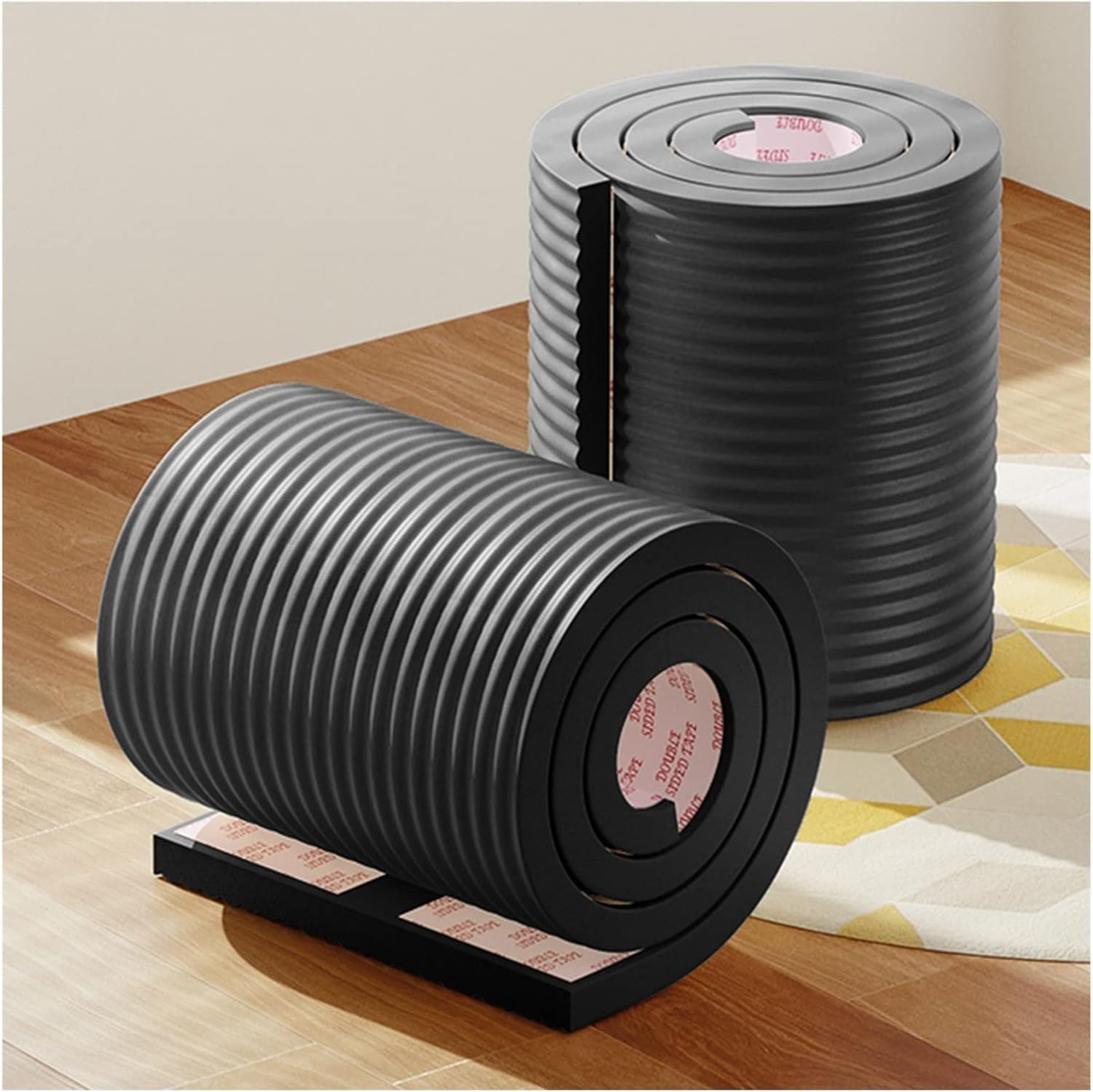 Accessories Rubber Corner Guards Wall Corner Guard for Parking Garages Sponges Table Corners Column Window Sills Corner Guard Strip 1cm Thick(Black,10m)