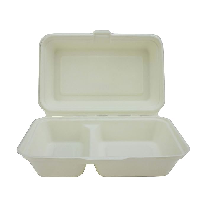 Buy Bagasse 2 Compartment Burger Box 240 x 155 x 75mm Set of 50