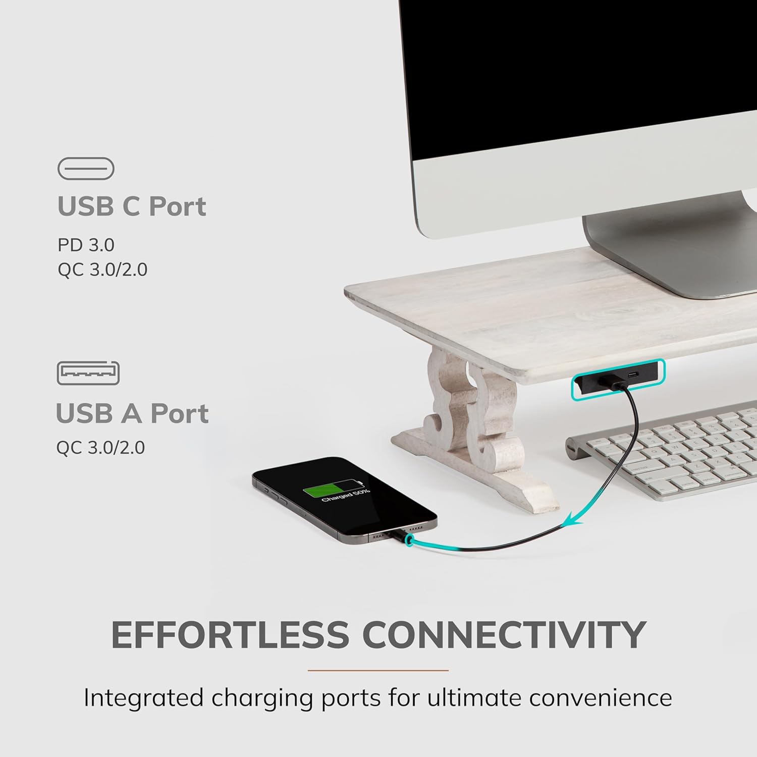 Anji Mountain Monitor Stand - Desktop Organizer & Laptop Riser, Ergonomic Monitor Riser, Space-Saving Monitor Stand for Desk, Durable Construction, Easy Assembly, Ideal for Home & Office,Natural
