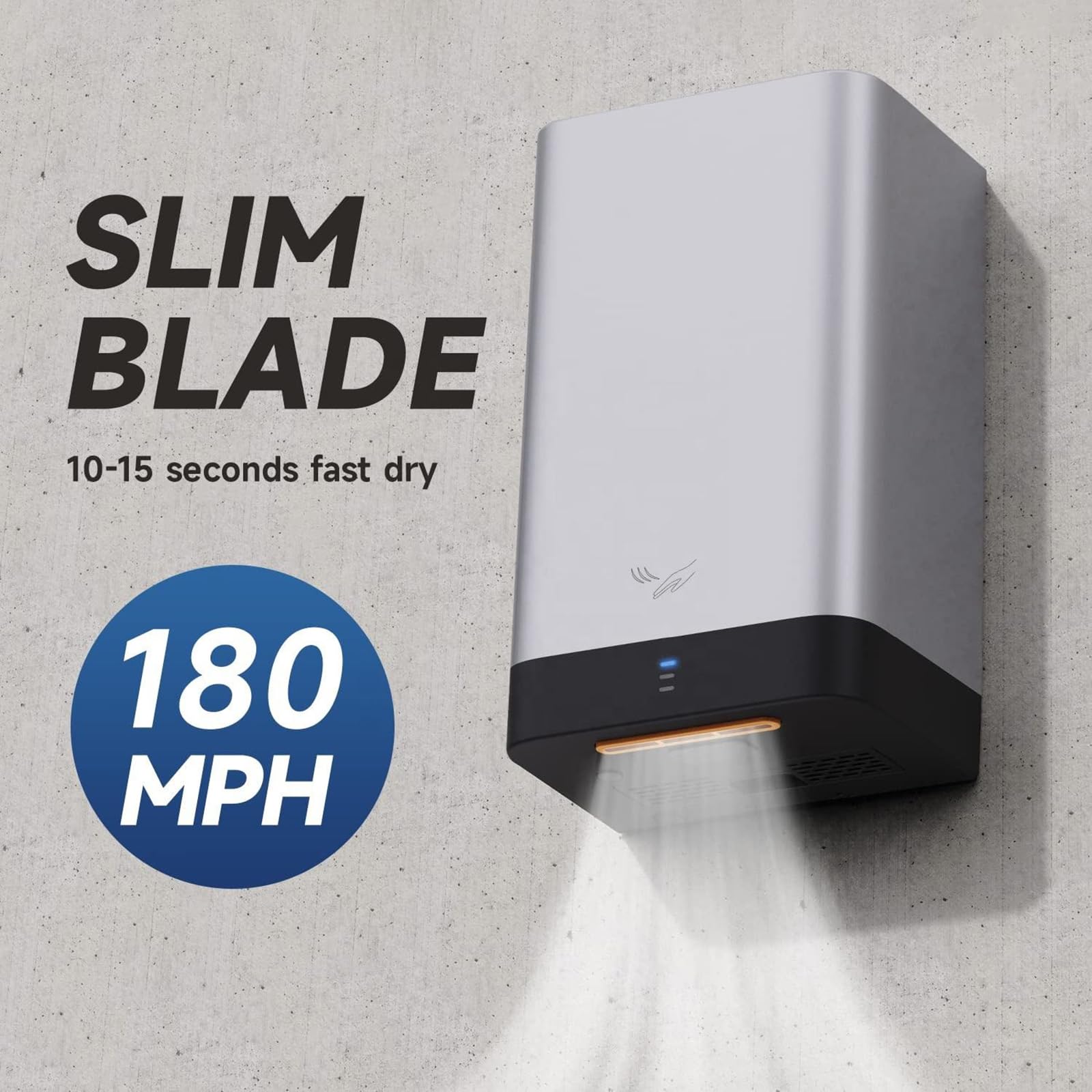 Automatyczne suszarki do rąk ścienne, suszenie rąk w łazience 10-15 s szybkie suszenie 900 W mocna suszarka do rąk, komercyjna lub domowa automatyczna elektryczna suszark，White