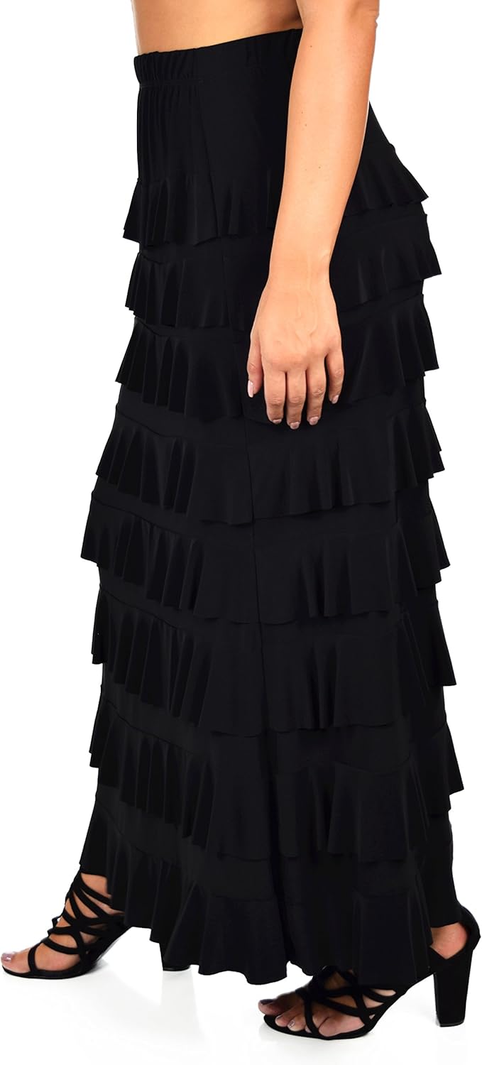 Dare2BStylish Women Waterfall 8 Tiered Boho Layered Maxi Skirt | Reg & Plus Sizes