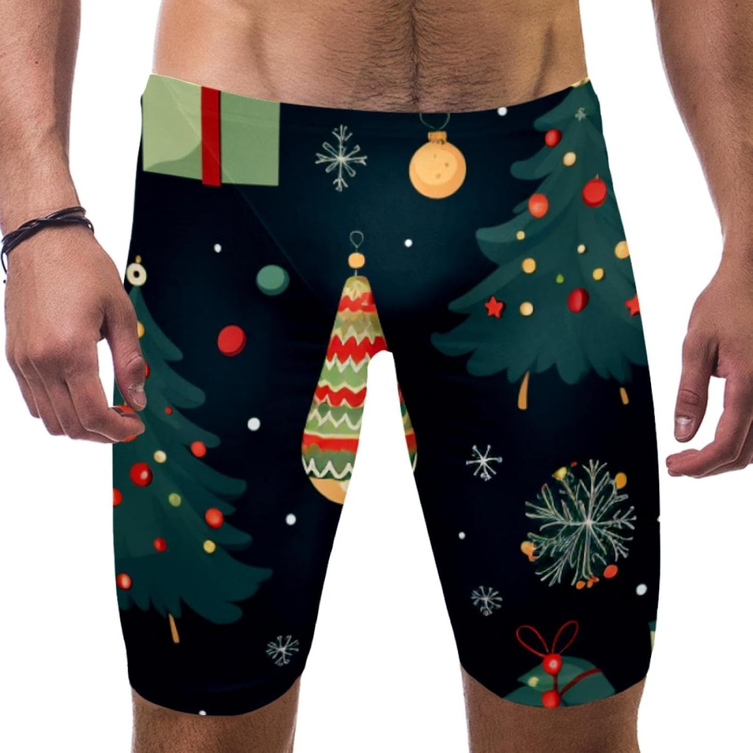 Christmas Trees Jammers for Men, Size S to 3XL Swim Jammer Swimsuit for Practice and Competition Swimming