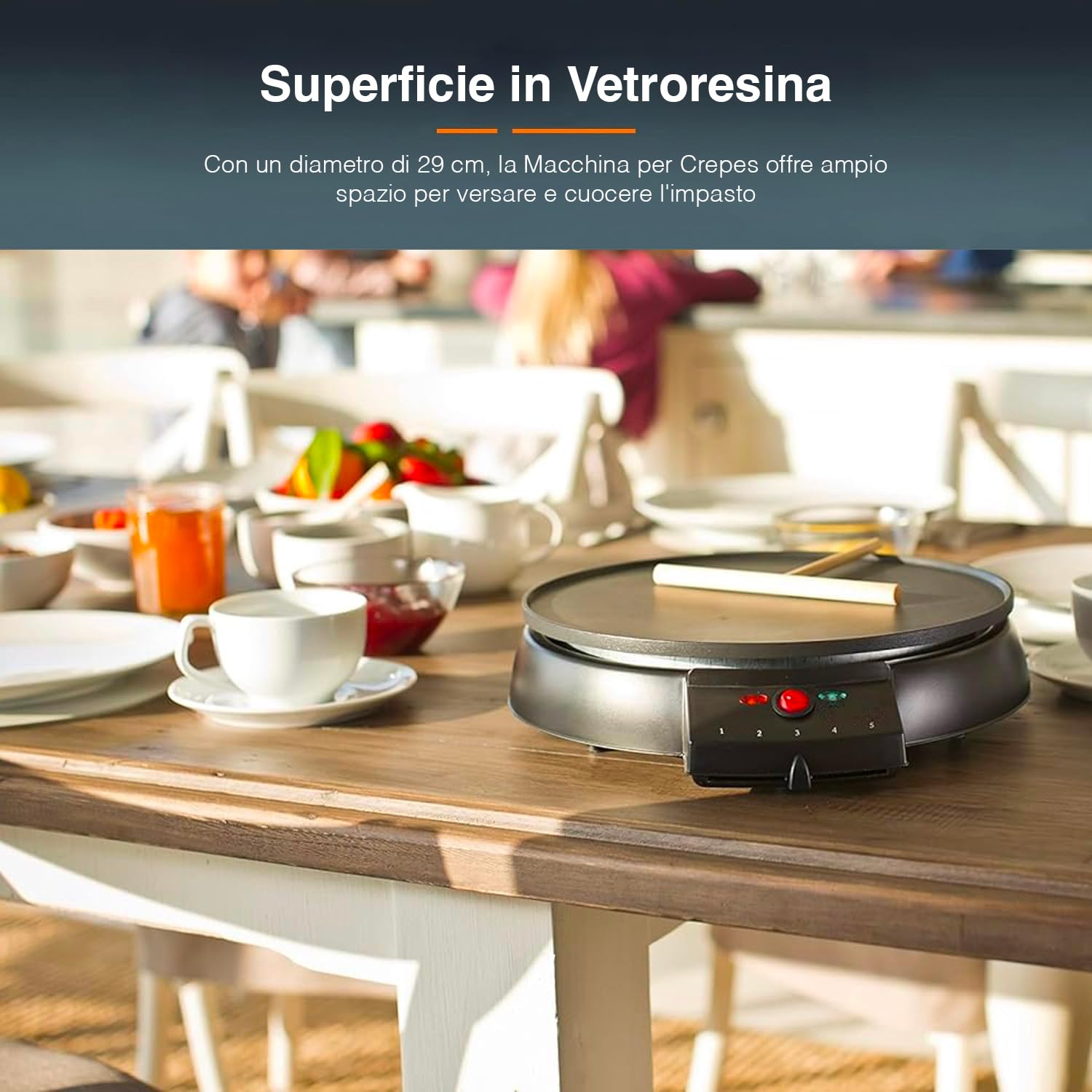 Clatronic Crepiera Elettrica 900W 29cm Antiaderente Acciaio Inox Nero