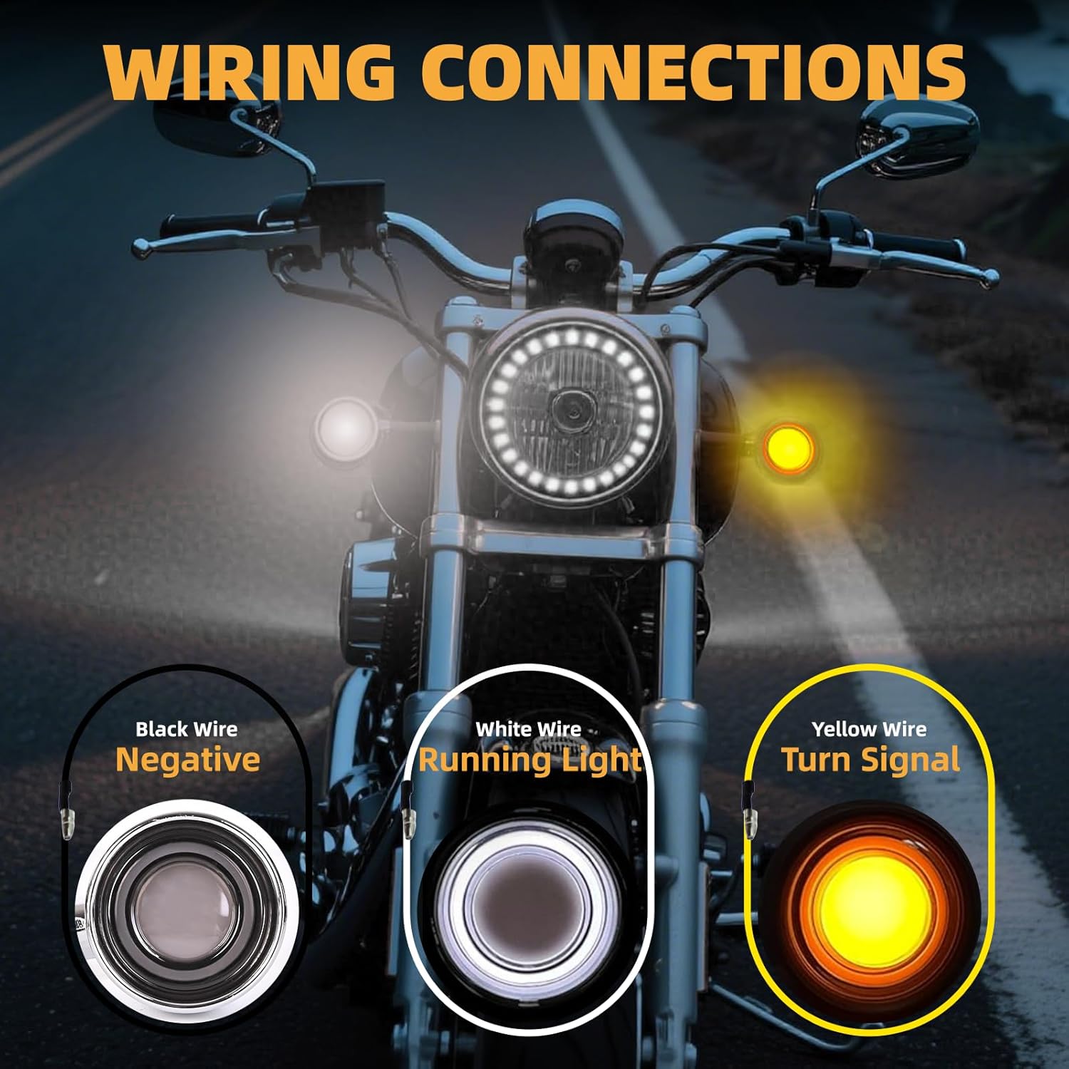 Motorcycle Front Turn Signals Lights Bullet Amber White Tail Light Large SMD Motorcycle Blinker Indicator Compatible for Honda Yamaha Suzuki Kawasaki Harley Chopper Bobber(Black,2PCS)
