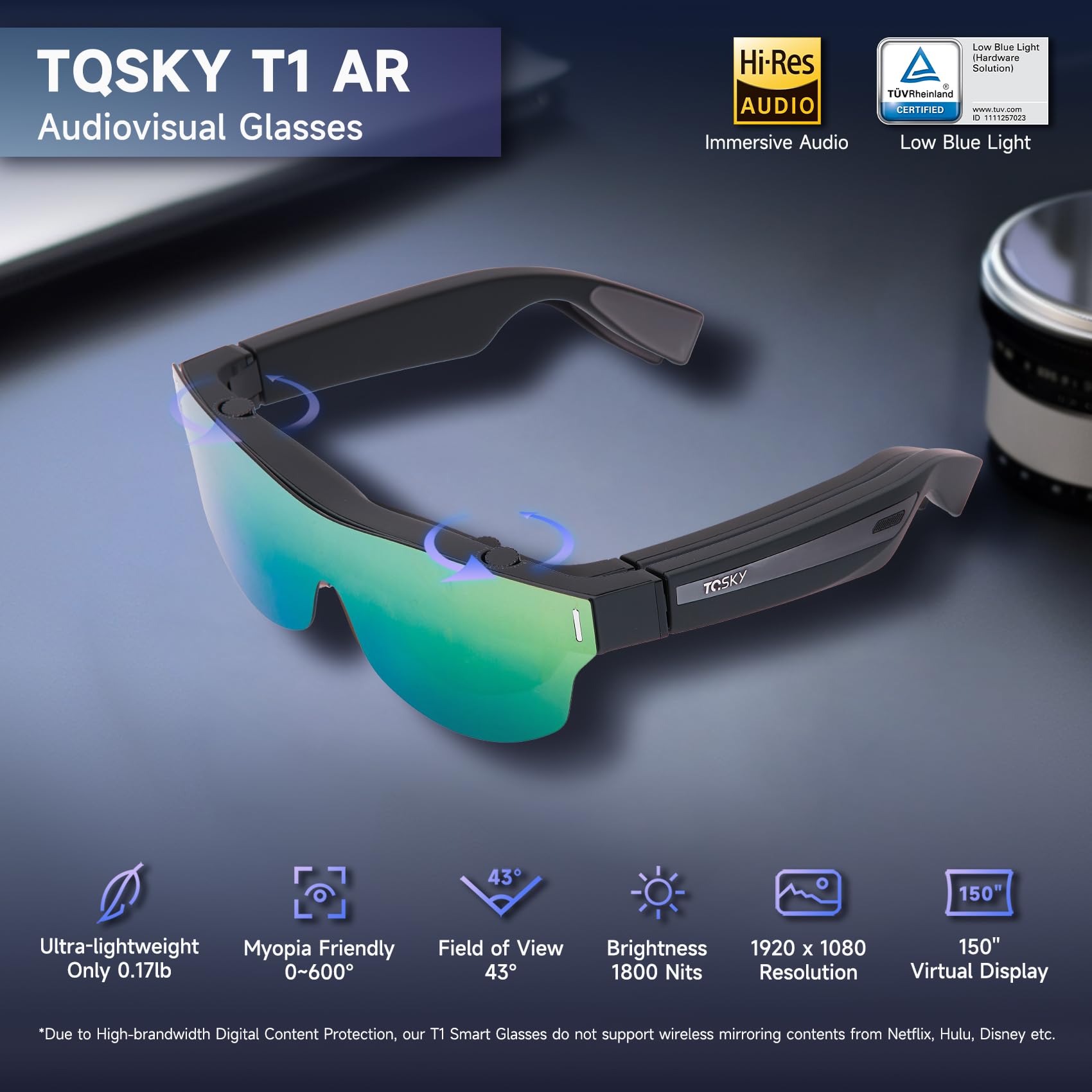 Amazon.com: TQSKY T1 Smart Glasses with T-Box, 150