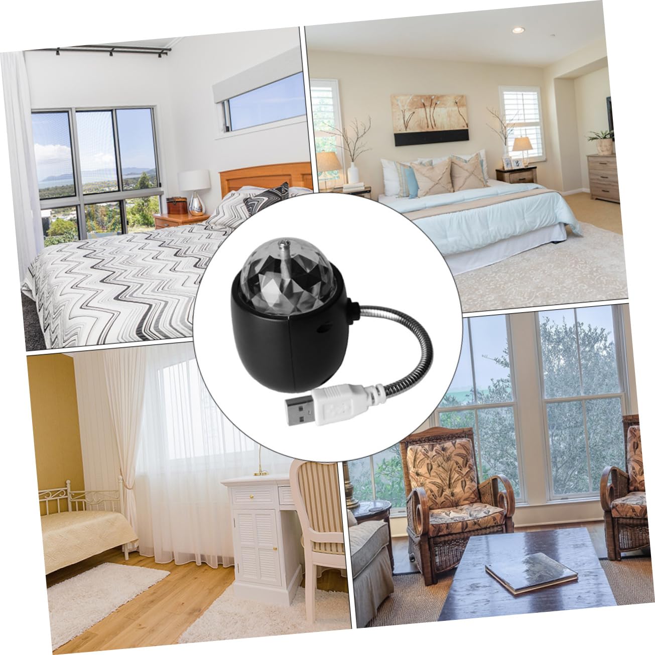 Levemolo 1pc USB Mini Disco Light RGB Portable Decorative Stage Lamp for Parties and Reading Black