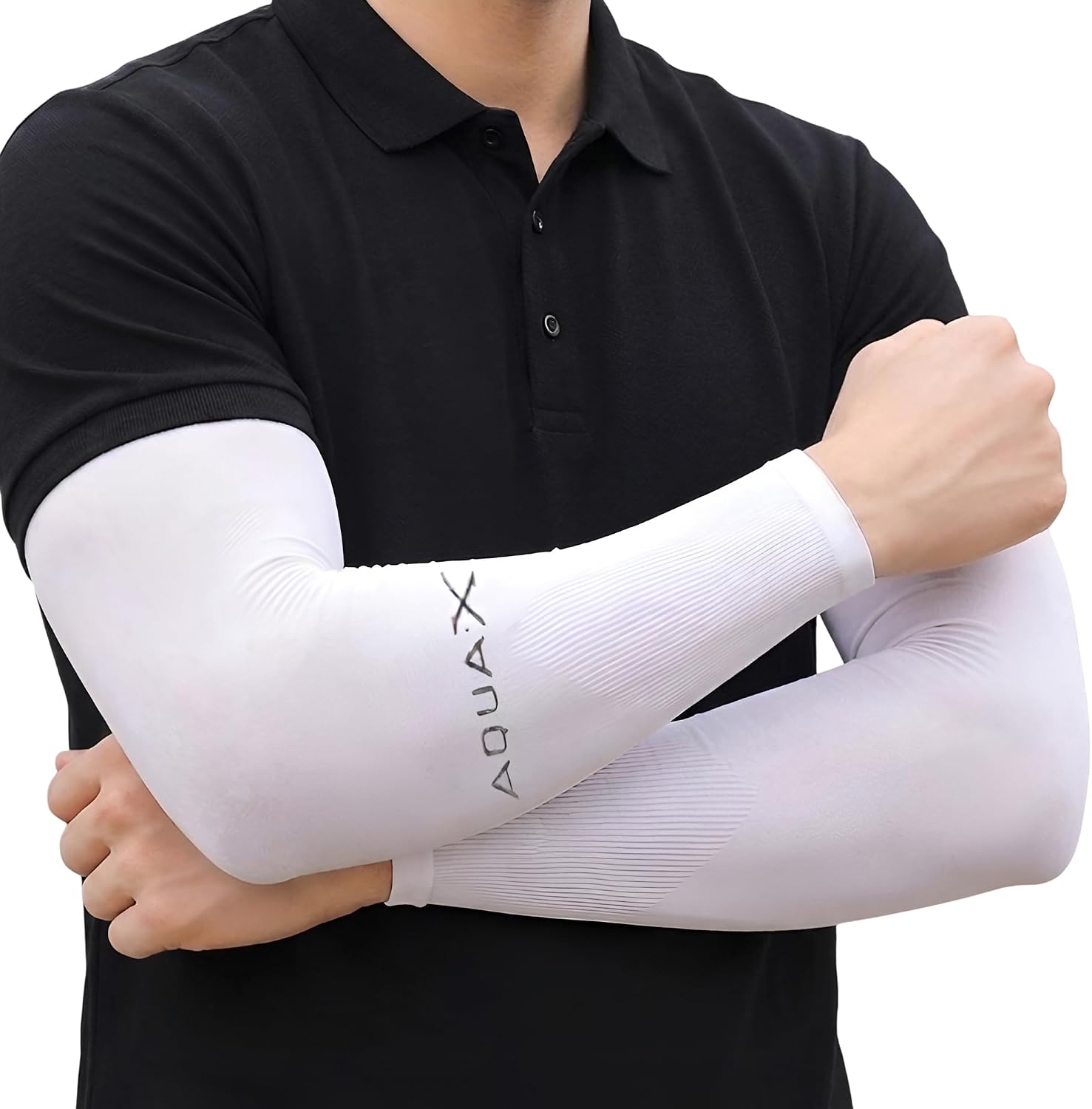 Premium Unisex Golf Arm Sleeves Seamless MADE IN KOREA [Authentic AQUA-X] UV‑Protection, Cooling, Quick Dry